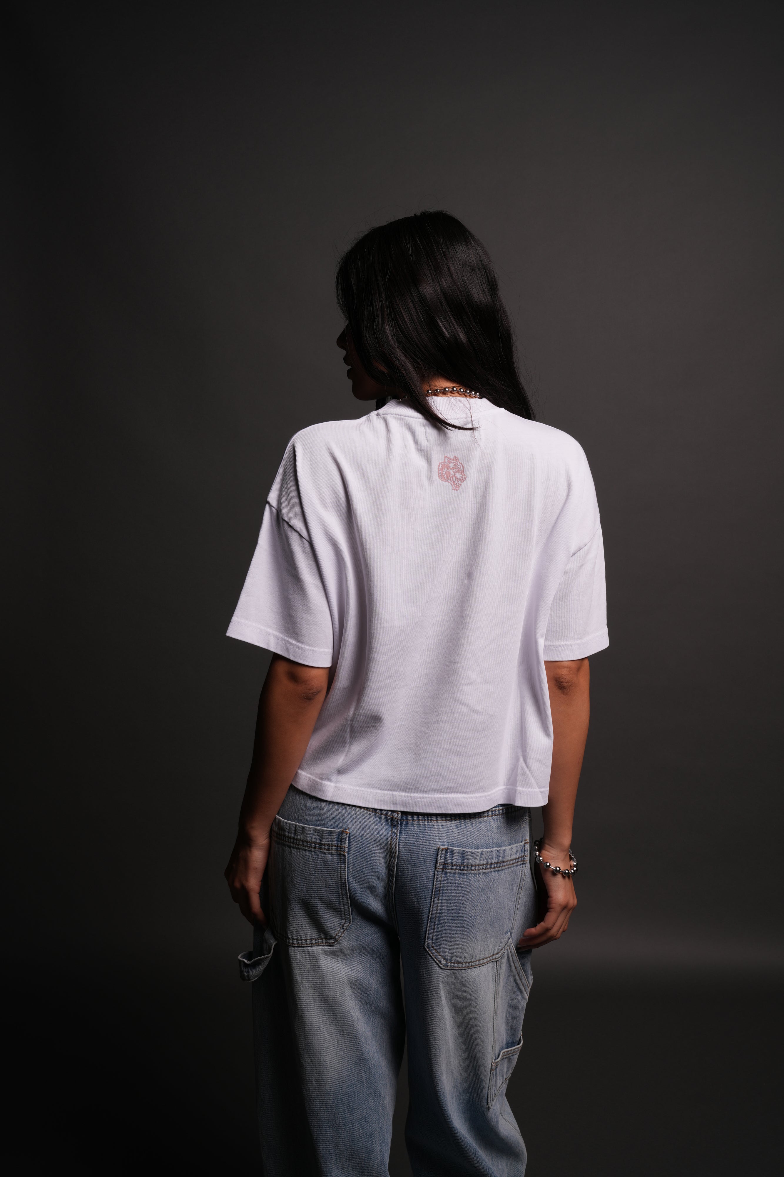 Del Amor Ultrawide "Premium" Crop Tee in White