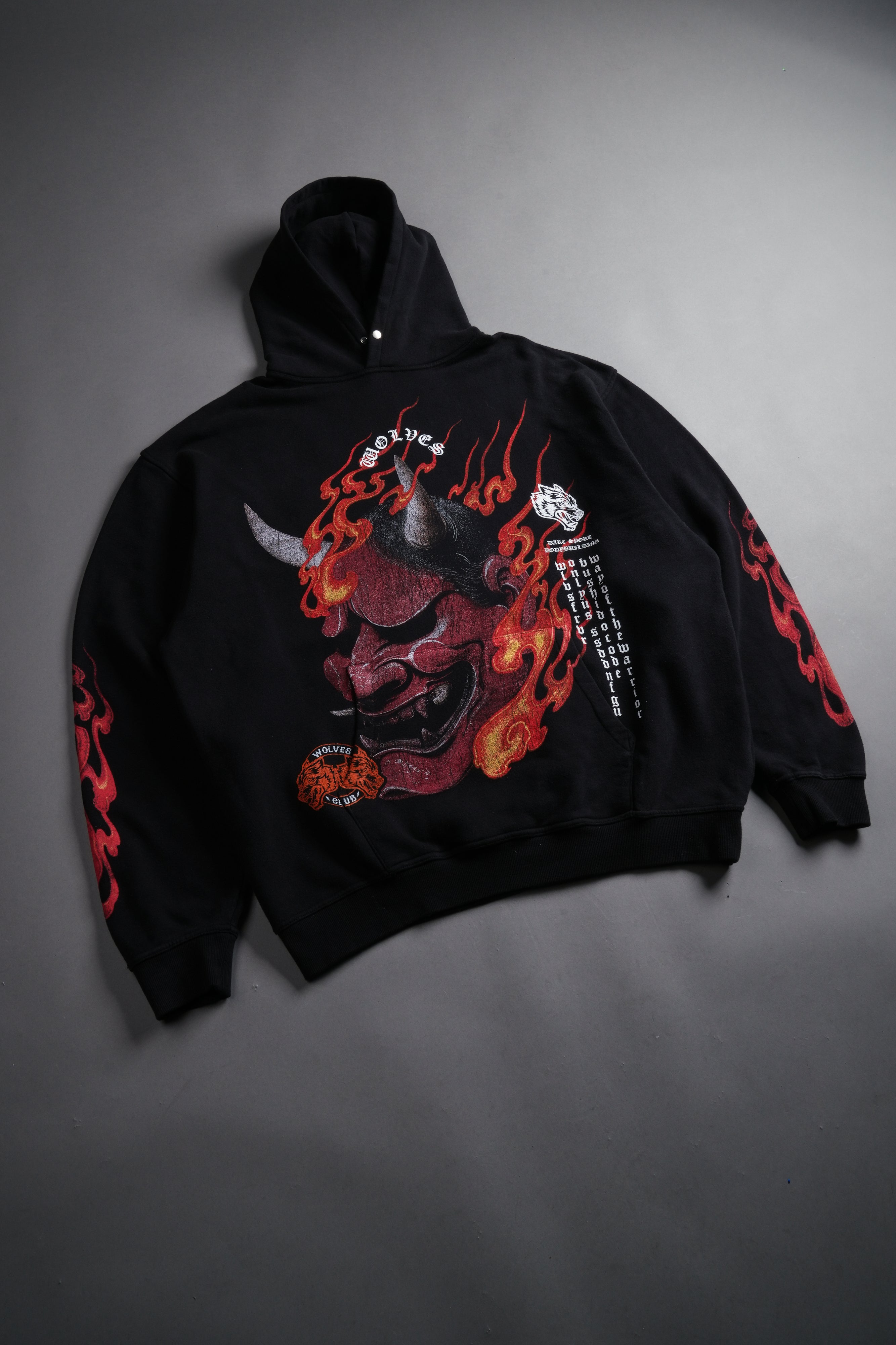 Wolves Club Oni Inferno Pierce Hoodie in Black