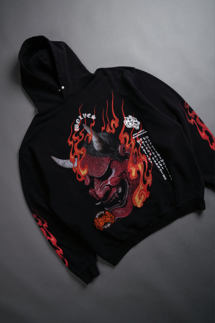 Wolves Club Oni Inferno Pierce Hoodie in Black