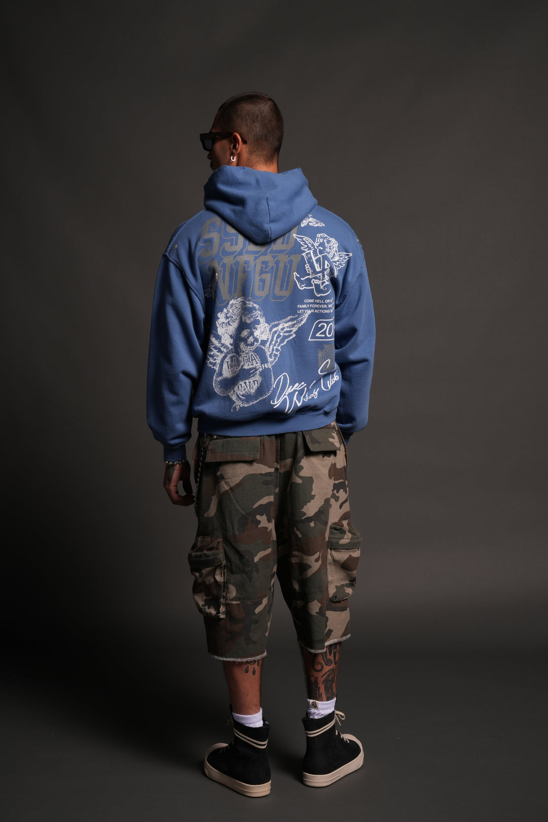 La Ca Frvr Grunge Moatis Zip Hoodie in La Blue