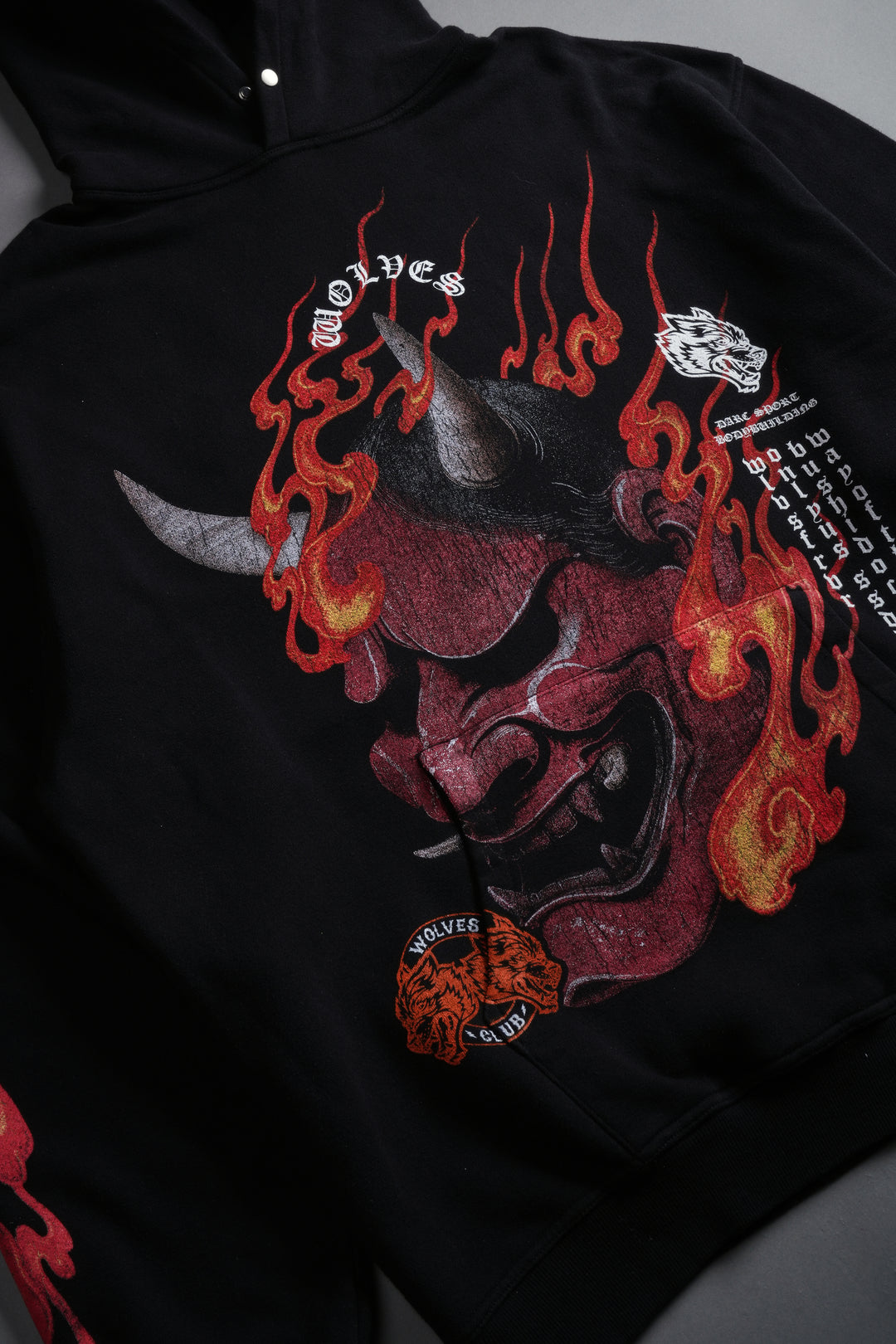 Wolves Club Oni Inferno Pierce Hoodie in Black