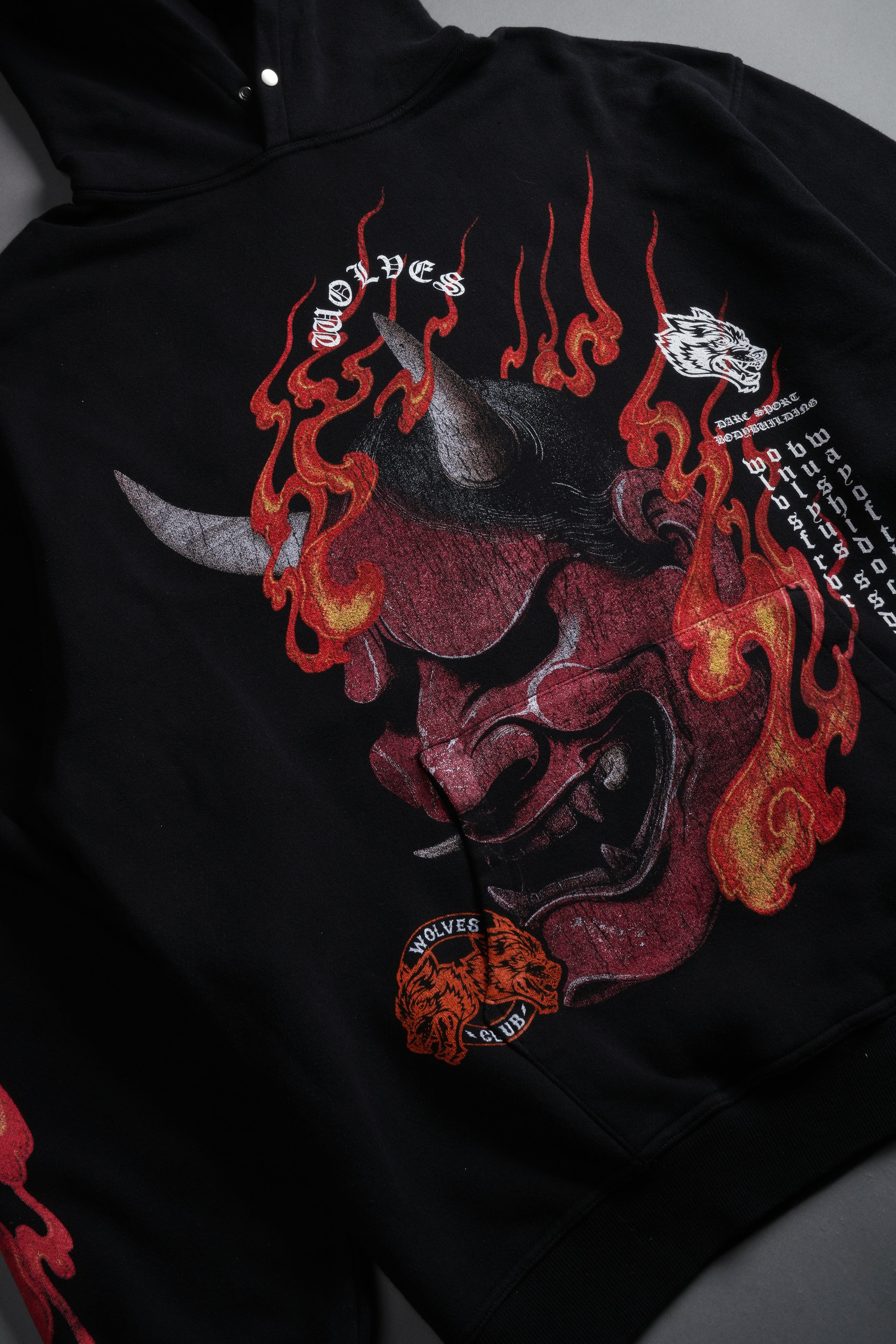 Wolves Club Oni Inferno Pierce Hoodie in Black