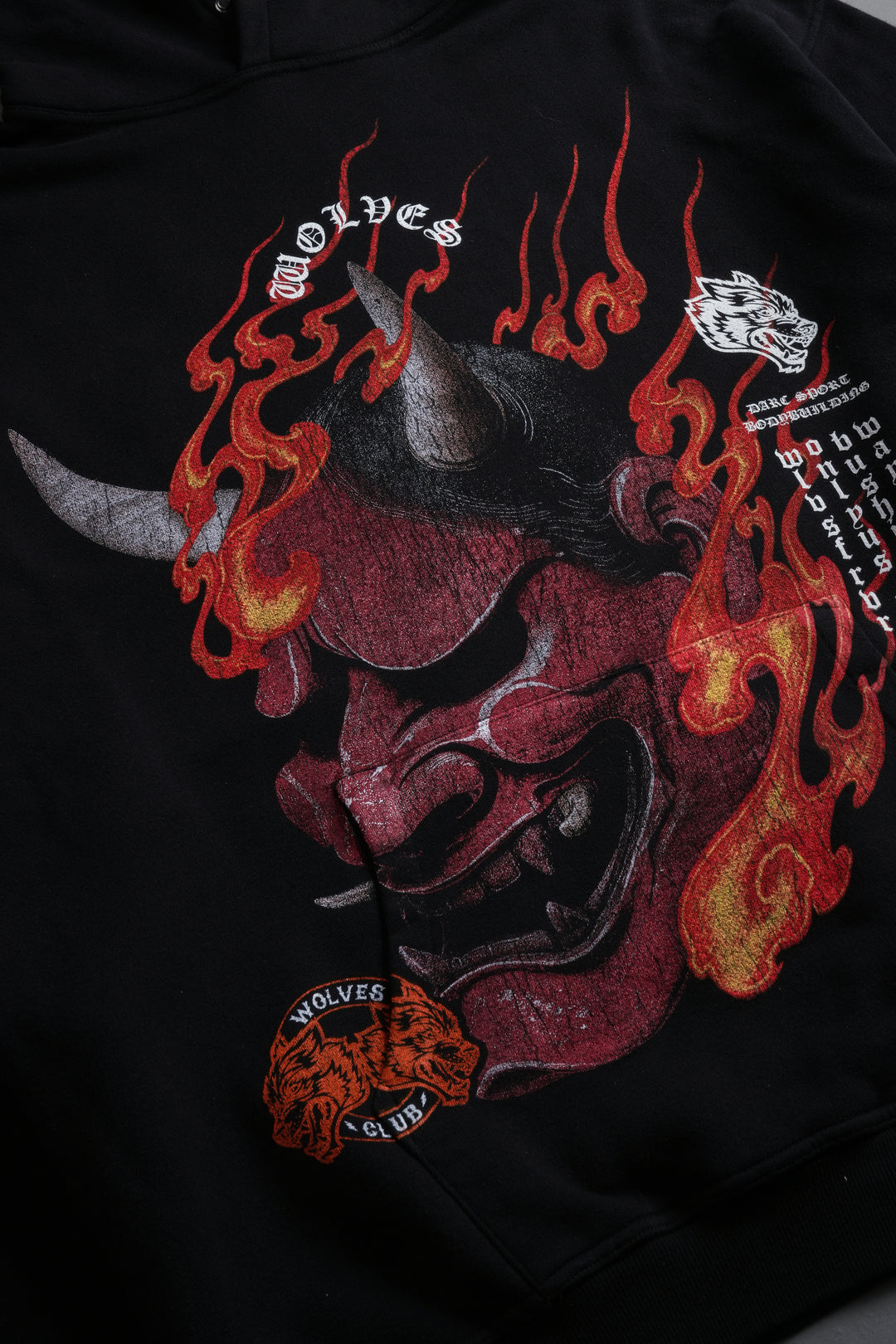 Wolves Club Oni Inferno Pierce Hoodie in Black