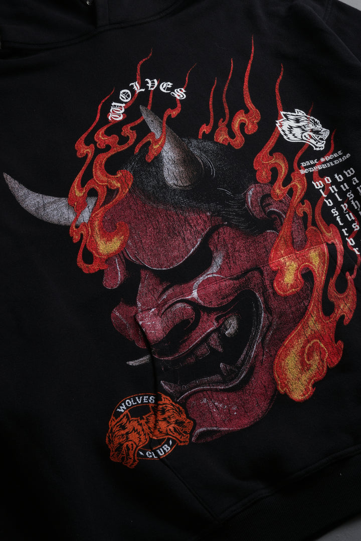Wolves Club Oni Inferno Pierce Hoodie in Black
