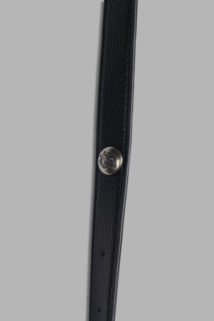 Wolves Chopper Blade Leather Side Bag in Black