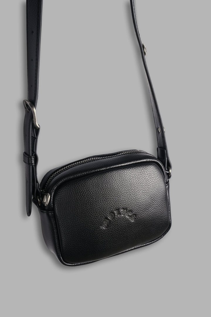 Wolves Chopper Blade Leather Side Bag in Black