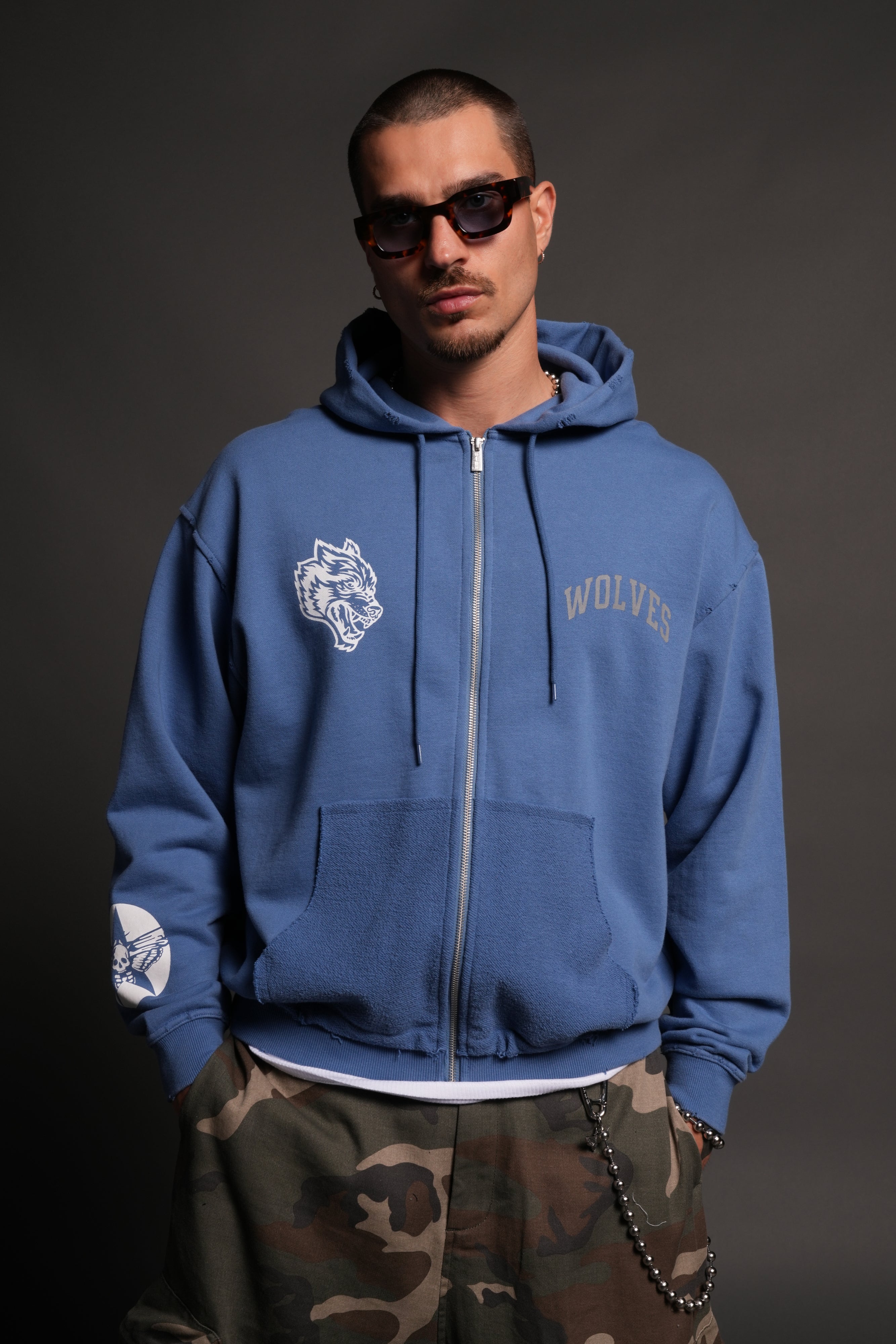 La Ca Frvr Grunge Moatis Zip Hoodie in La Blue – DarcSport