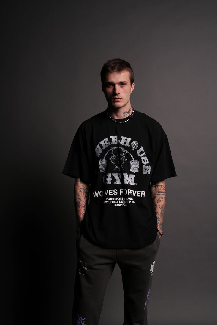 Powerhouse Of The Wolves V2"Premium" Oversized Tee in Black/White