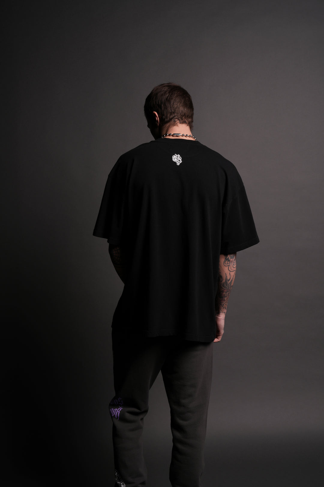 Powerhouse Of The Wolves V2"Premium" Oversized Tee in Black/White