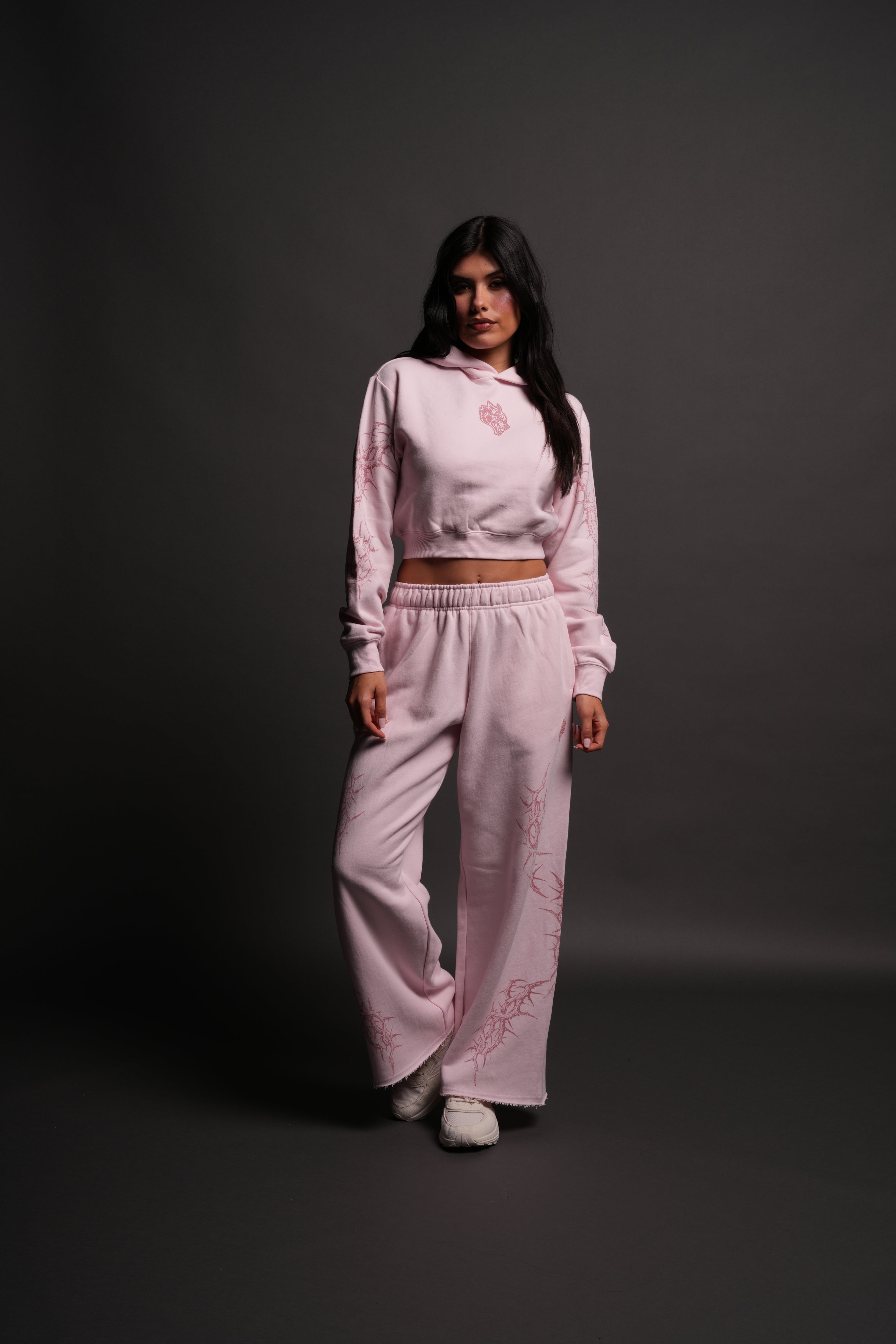 Thorns Rose Hoodie in Blush Pink
