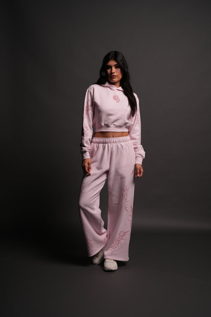 Thorns Rose Hoodie in Blush Pink