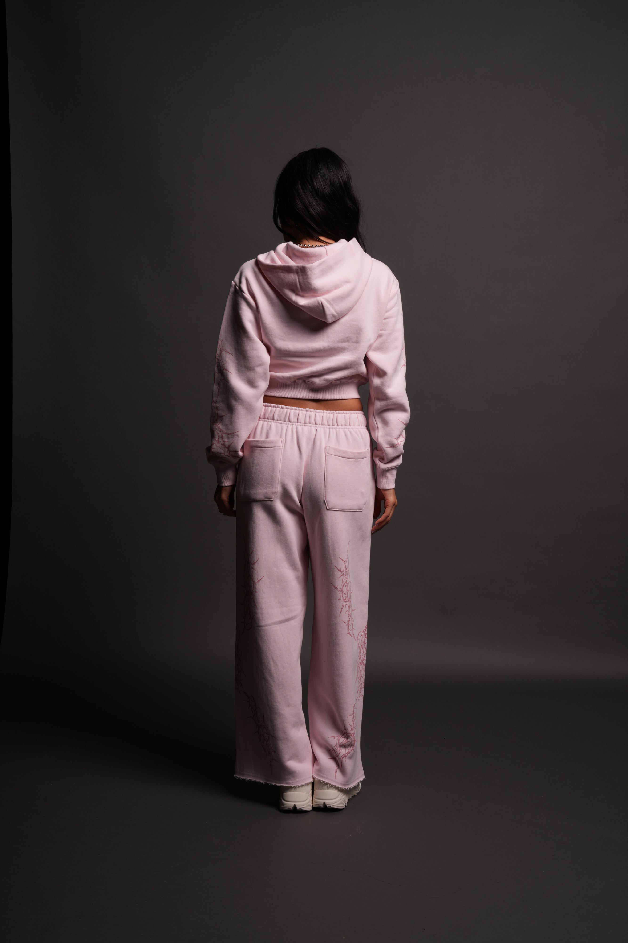 Thorns Rose Hoodie in Blush Pink
