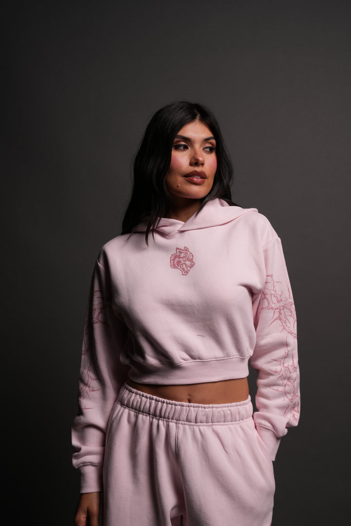 Thorns Rose Hoodie in Blush Pink
