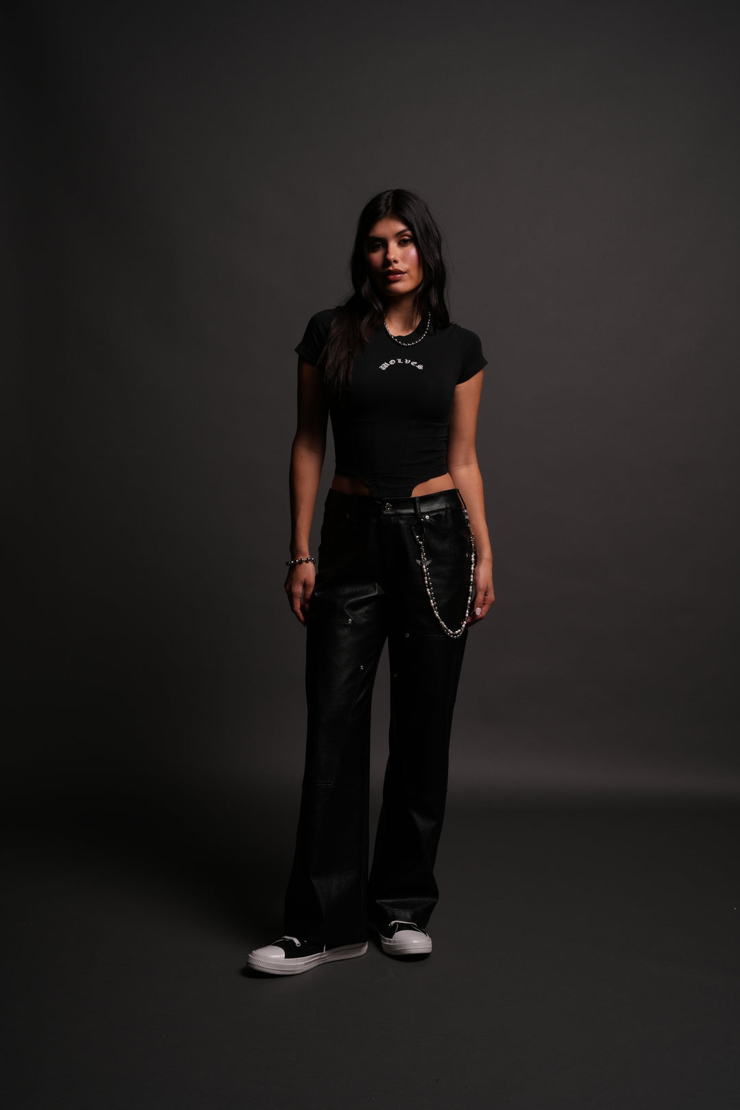 Chopper Wolf Salem Corset Tee in Black