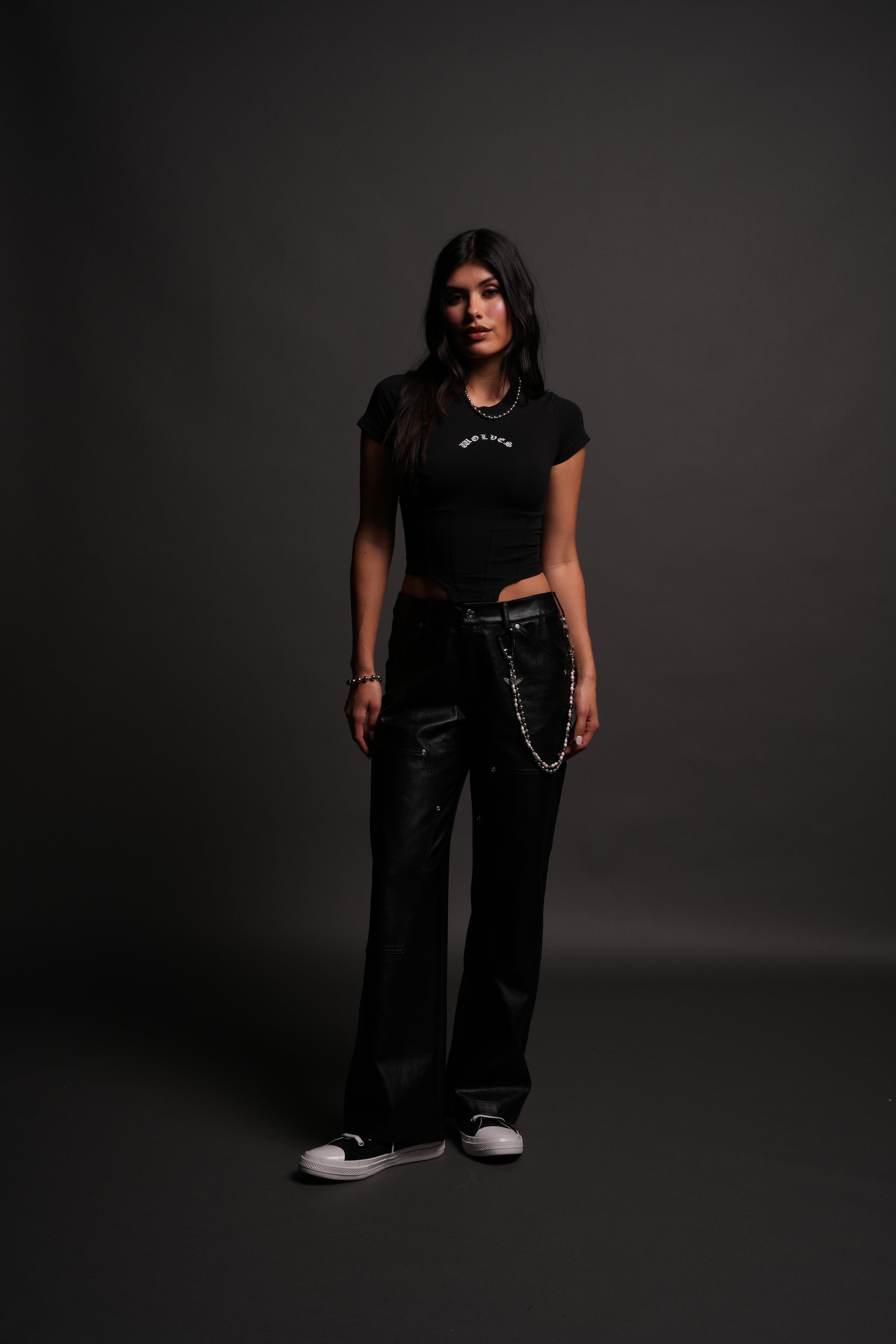 Chopper Wolf Salem Corset Tee in Black