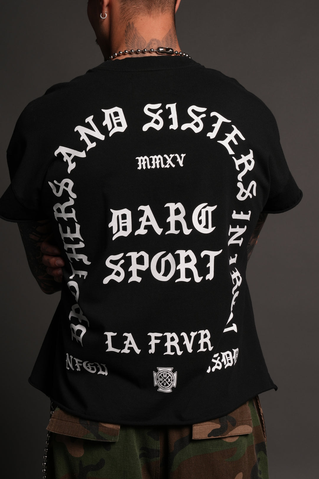 La Cherub Grunge Mid Length Raw Hem Cap Sleeve Tee in Black