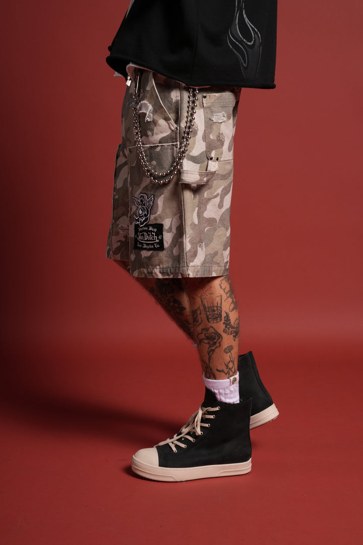 Darc Vice Distressed Denim Carpenter Shorts in DSVD Green Camo