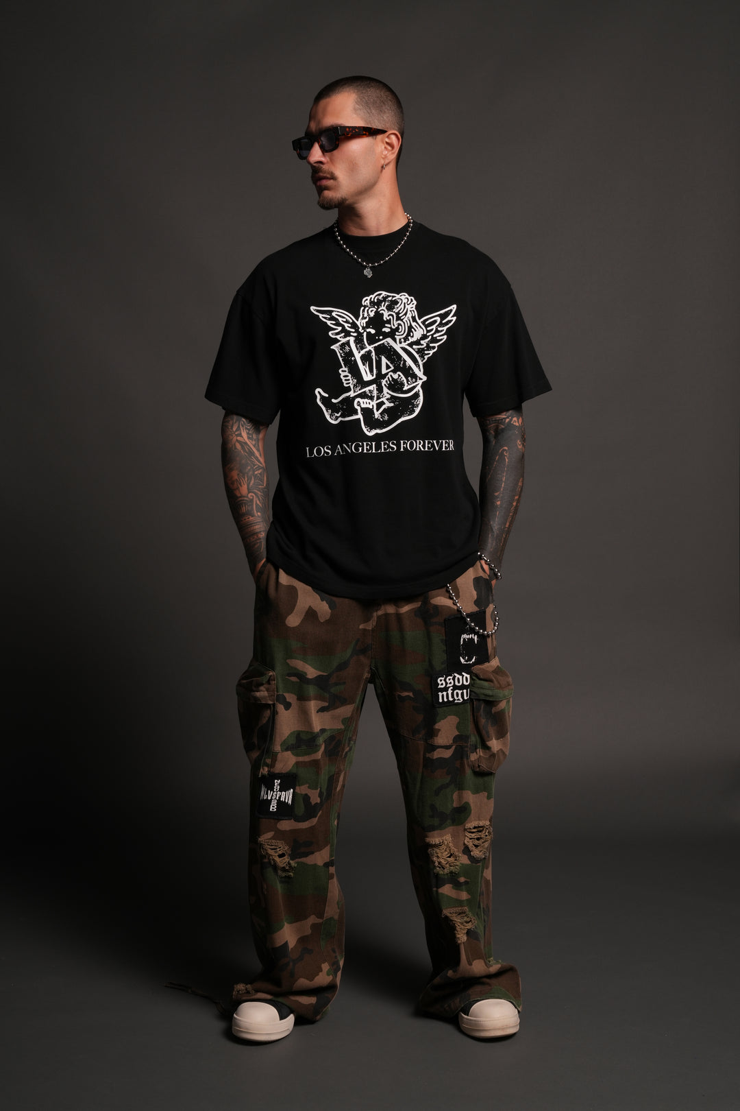 Los Cherub Premium Oversized Tee in Black
