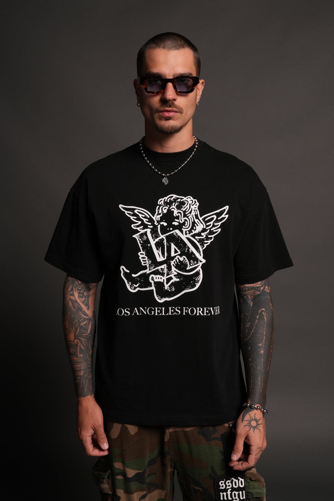 Los Cherub Premium Oversized Tee in Black