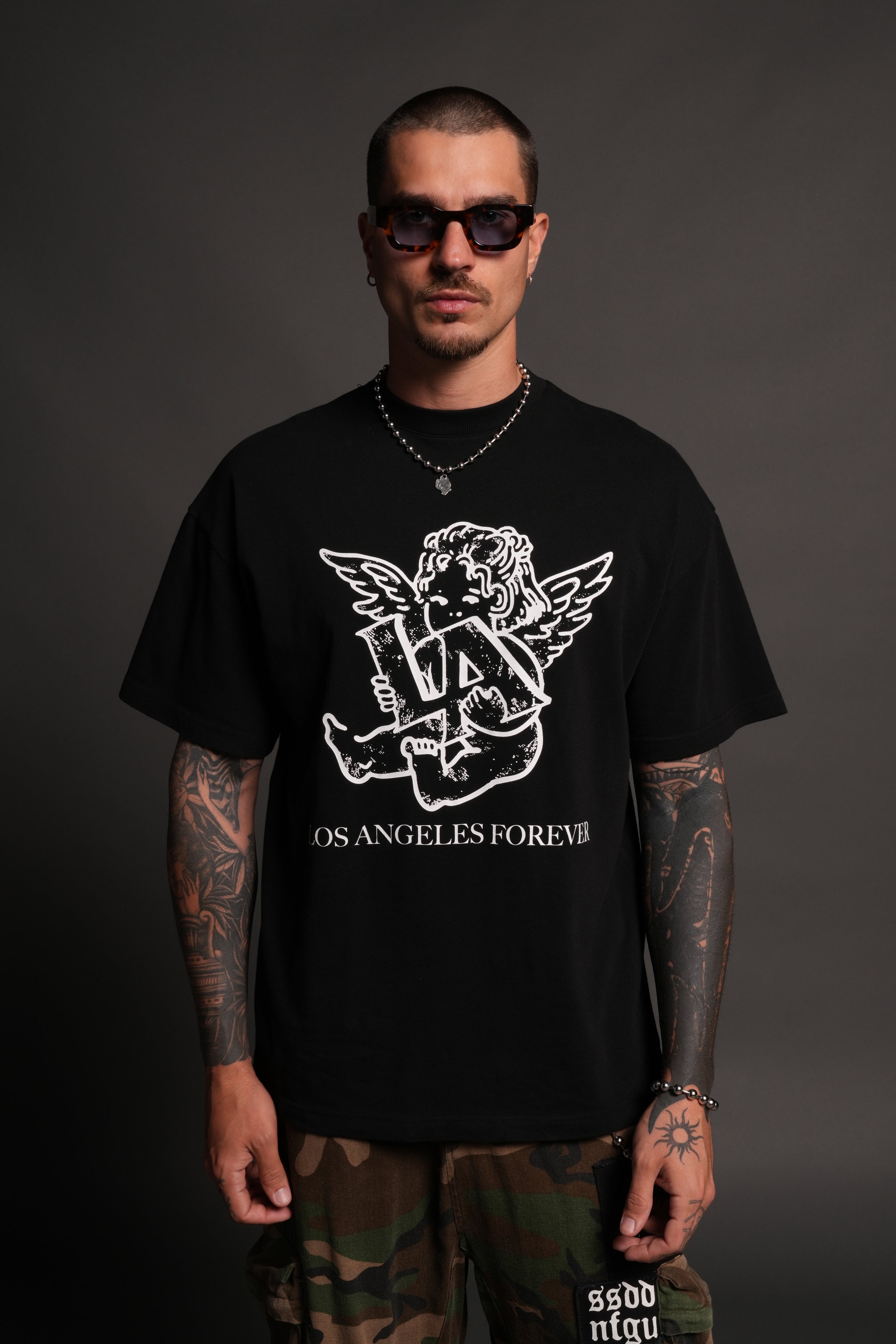 Los Cherub Premium Oversized Tee in Black