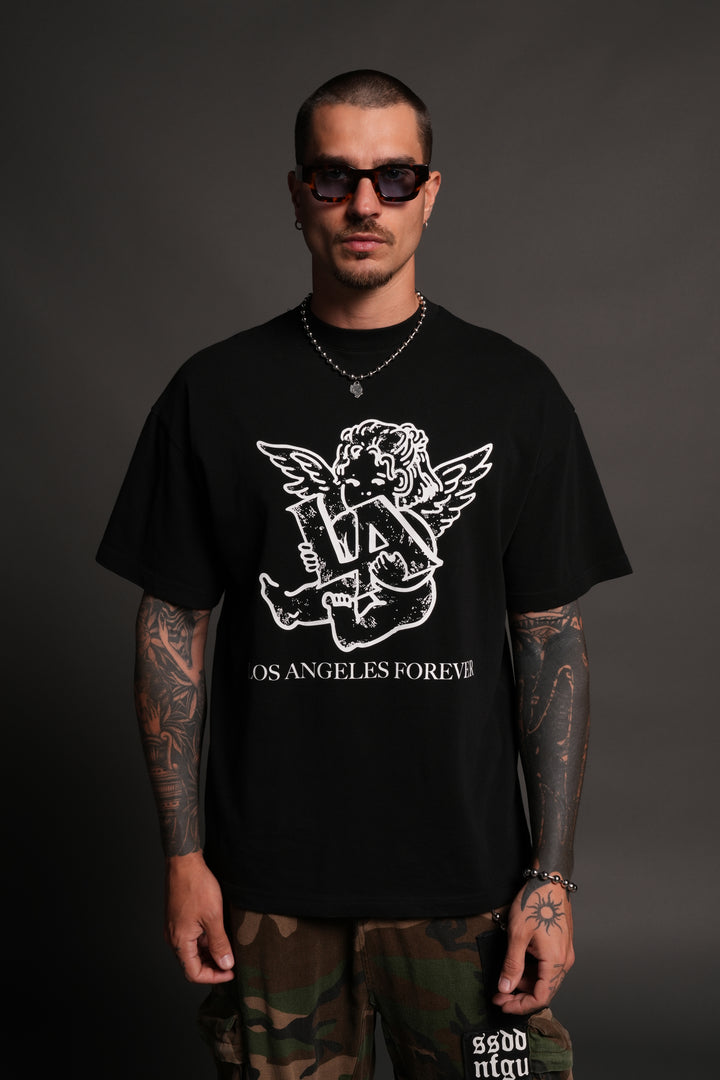 Los Cherub Premium Oversized Tee in Black