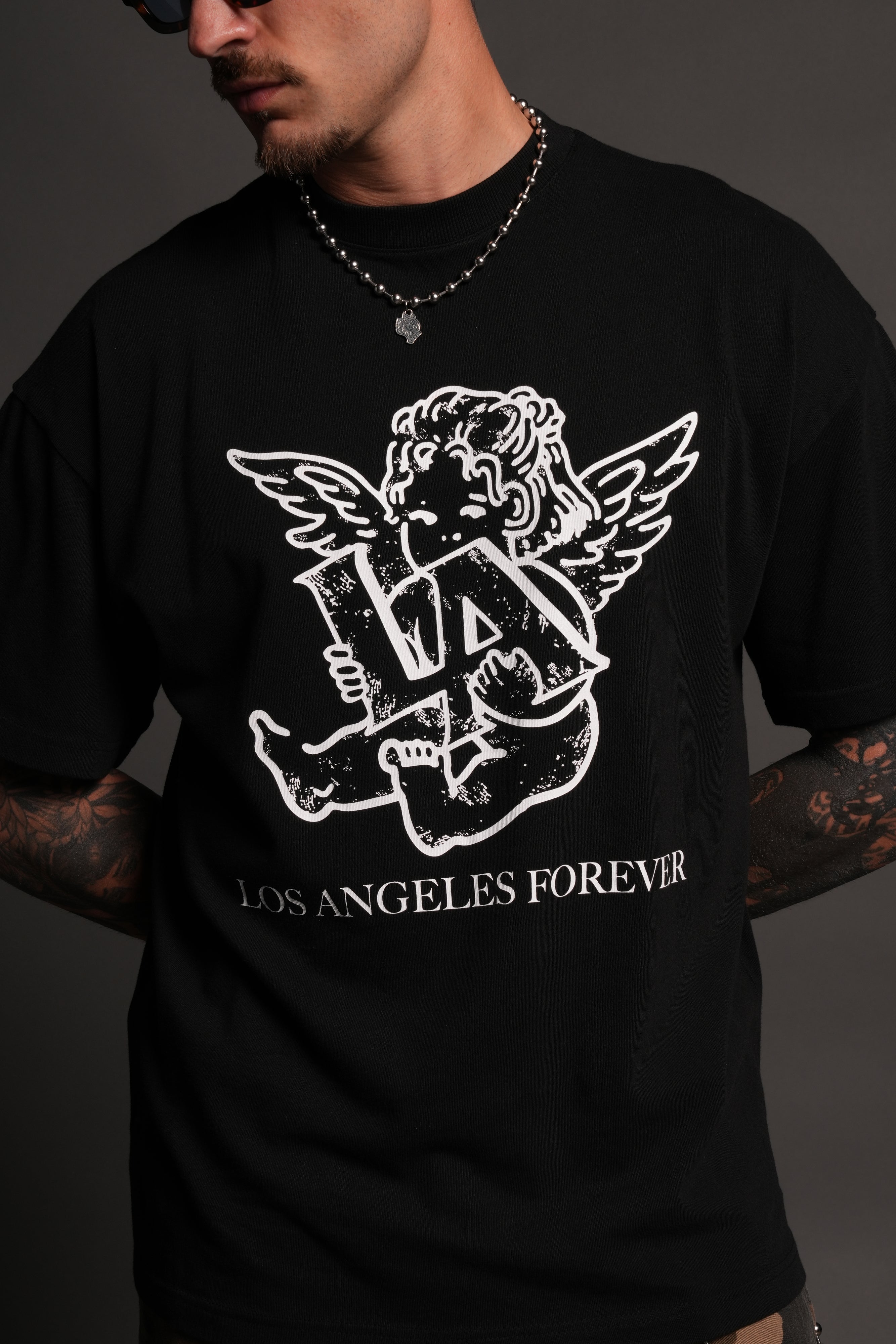 Los Cherub Premium Oversized Tee in Black
