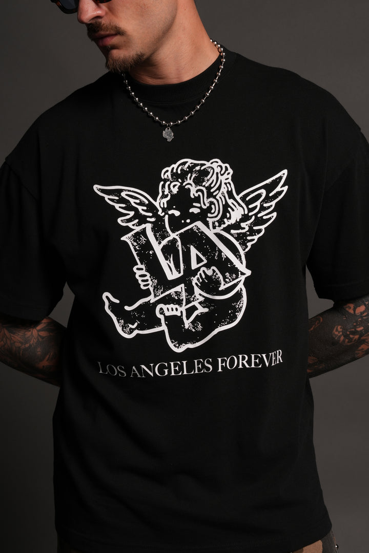 Los Cherub Premium Oversized Tee in Black