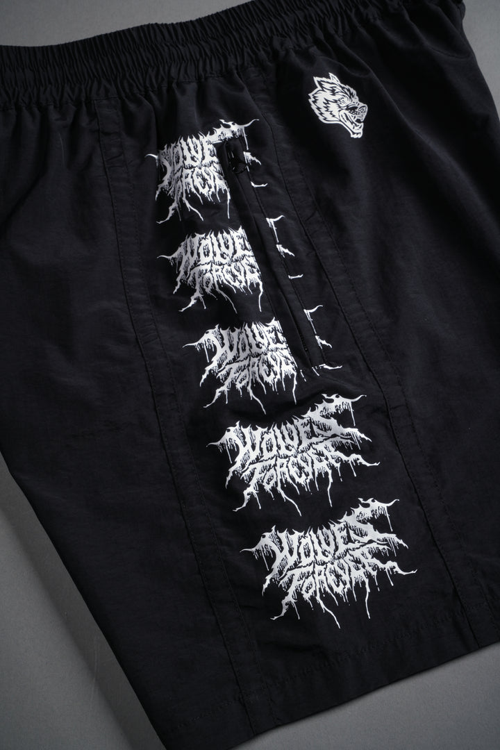 Drip Hesh Remind Track Shorts in Black/White