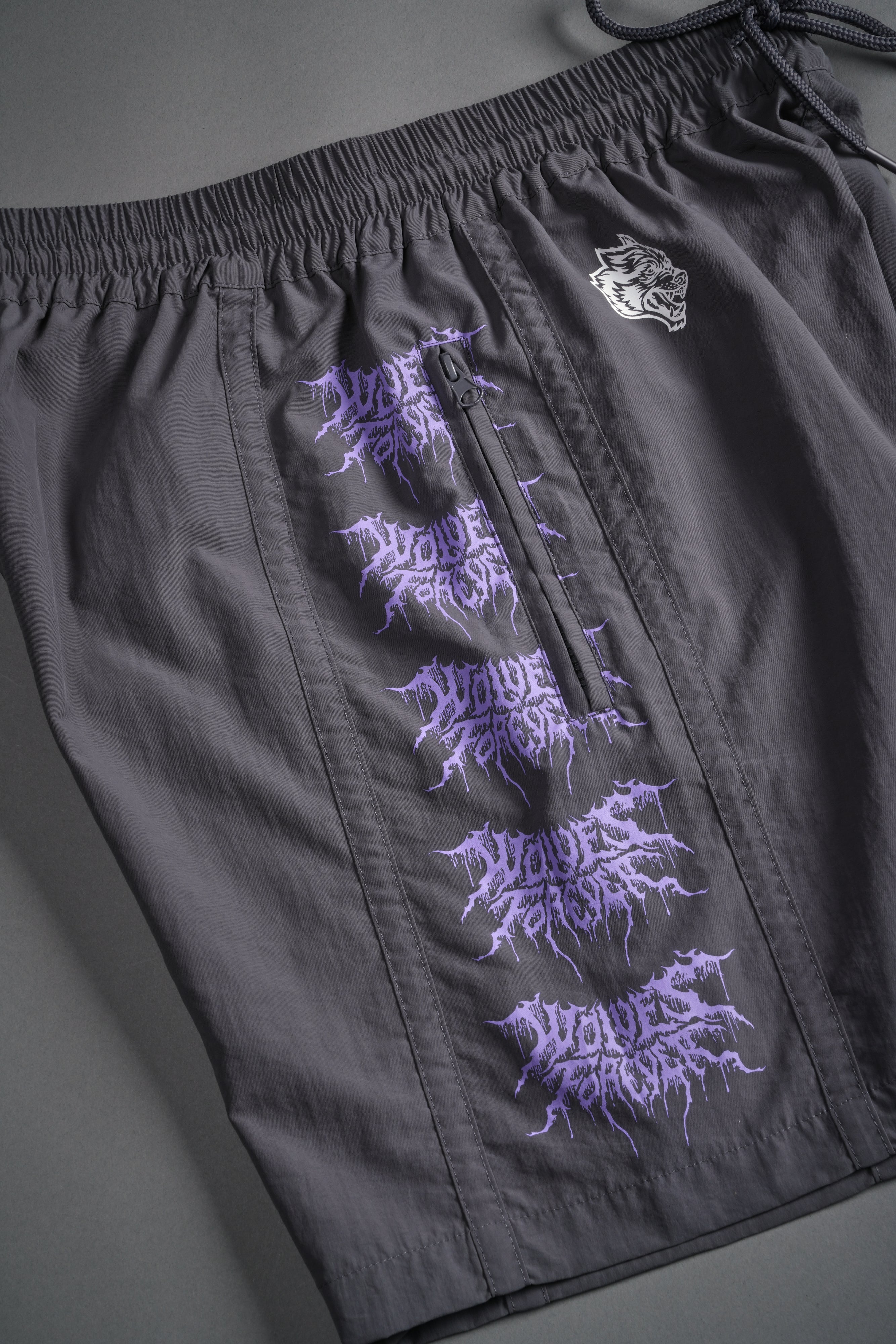 Drip Hesh Remind Track Shorts in Wolf Gray