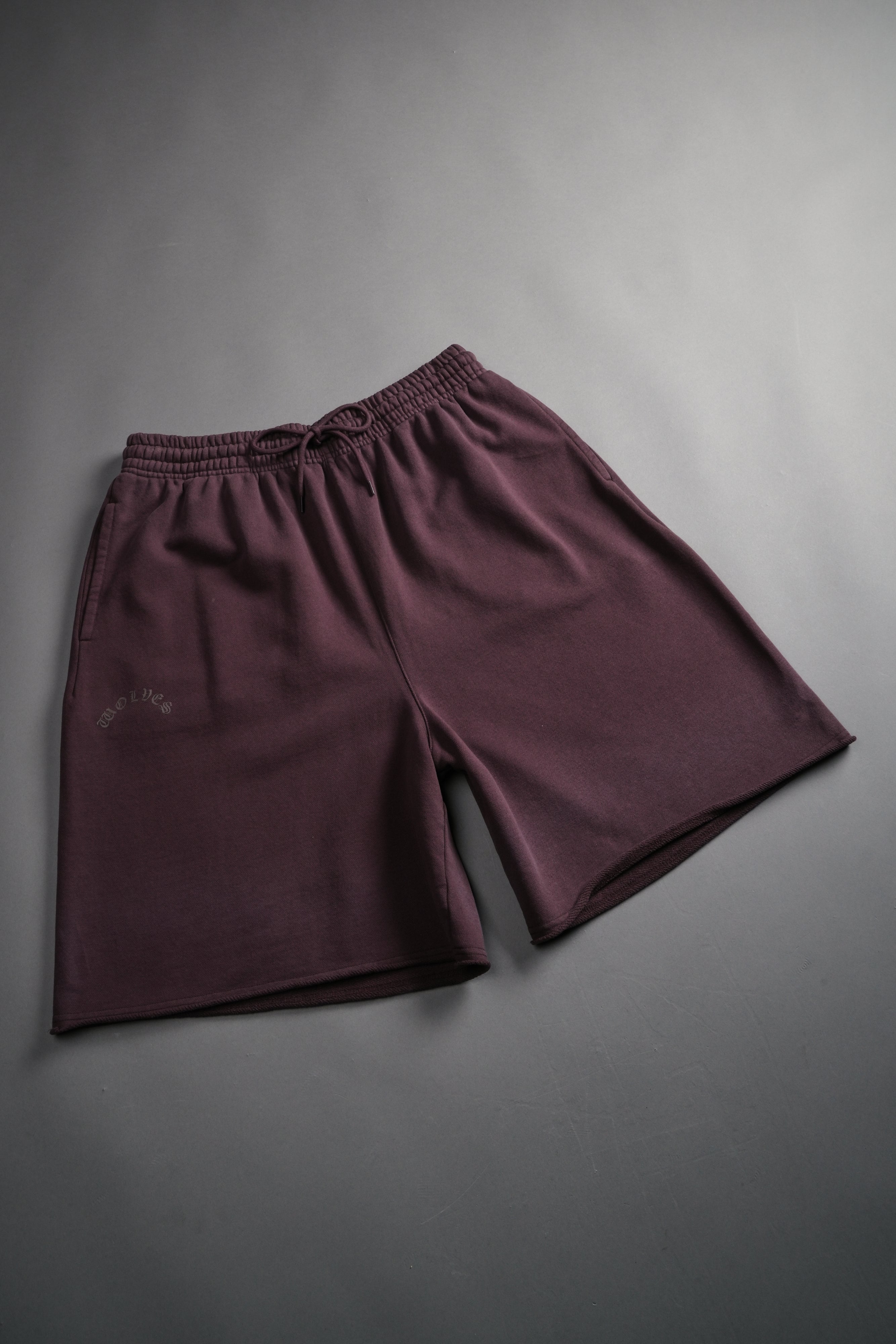 Darc Wandering Grunge Brock Sweat Shorts in Darc Garnet Drift Wash