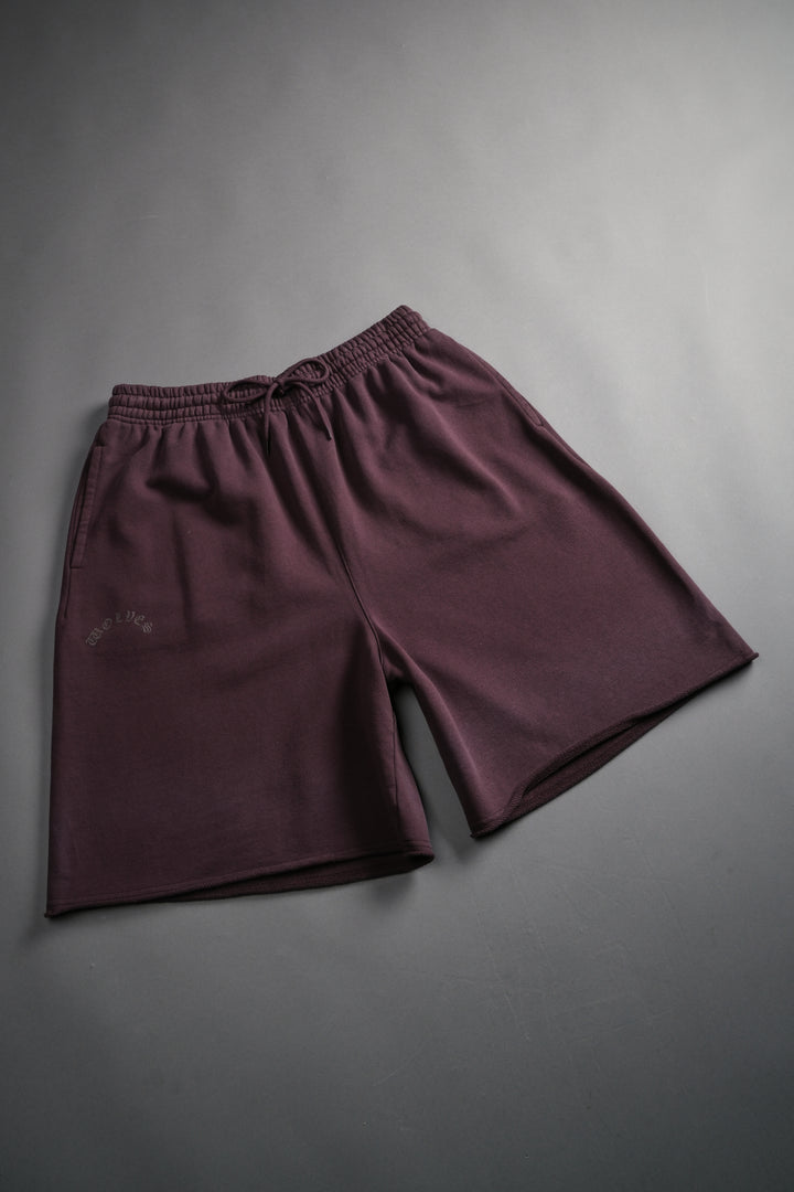 Darc Wandering Grunge Brock Sweat Shorts in Darc Garnet Drift Wash
