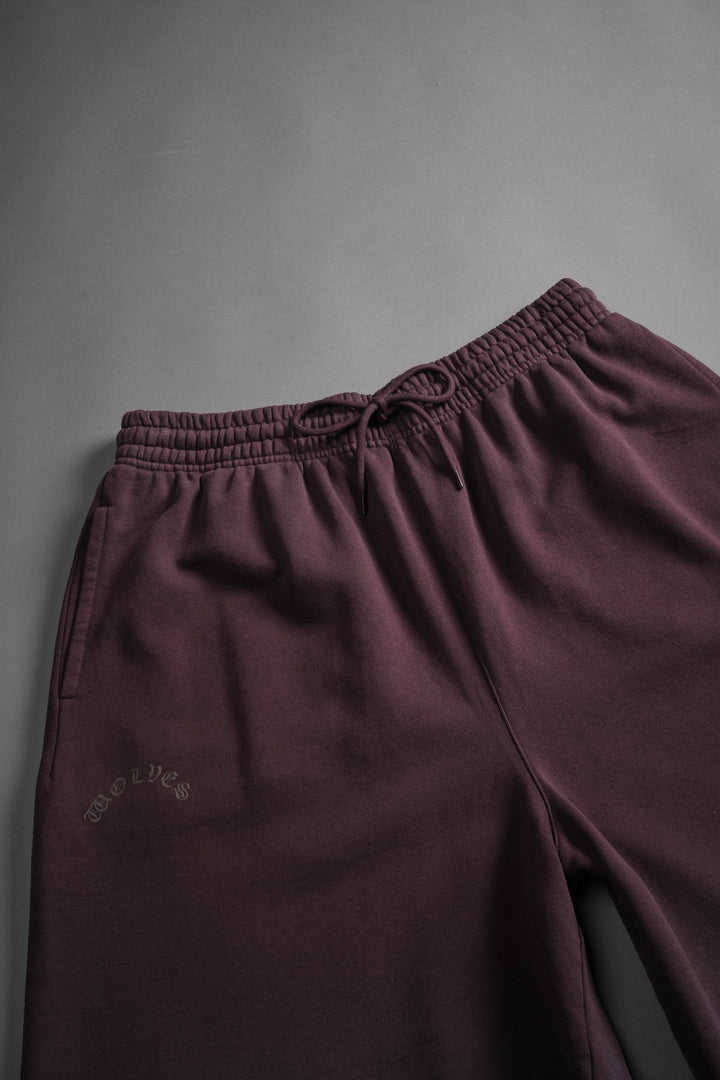 Darc Wandering Grunge Brock Sweat Shorts in Darc Garnet Drift Wash