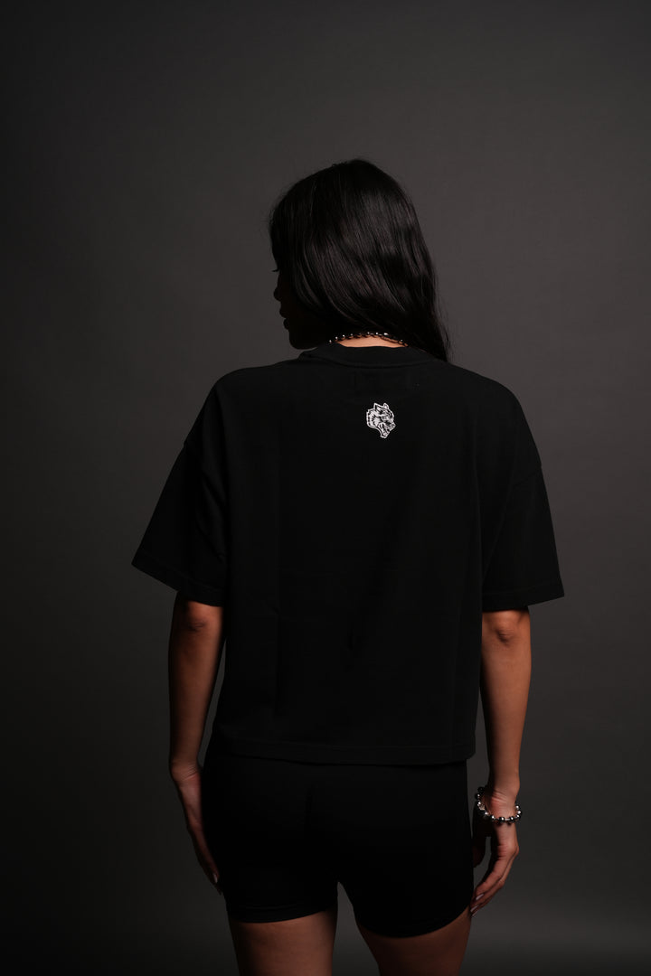 Del Amor Ultrawide "Premium" Crop Tee in Black