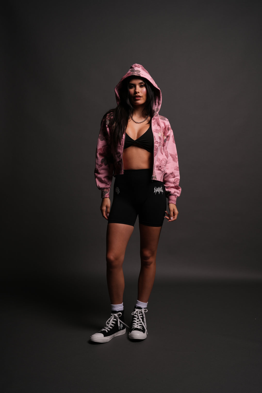 Wolf Chopper "Sage" Cropped Zip Hoodie in De la Rosa