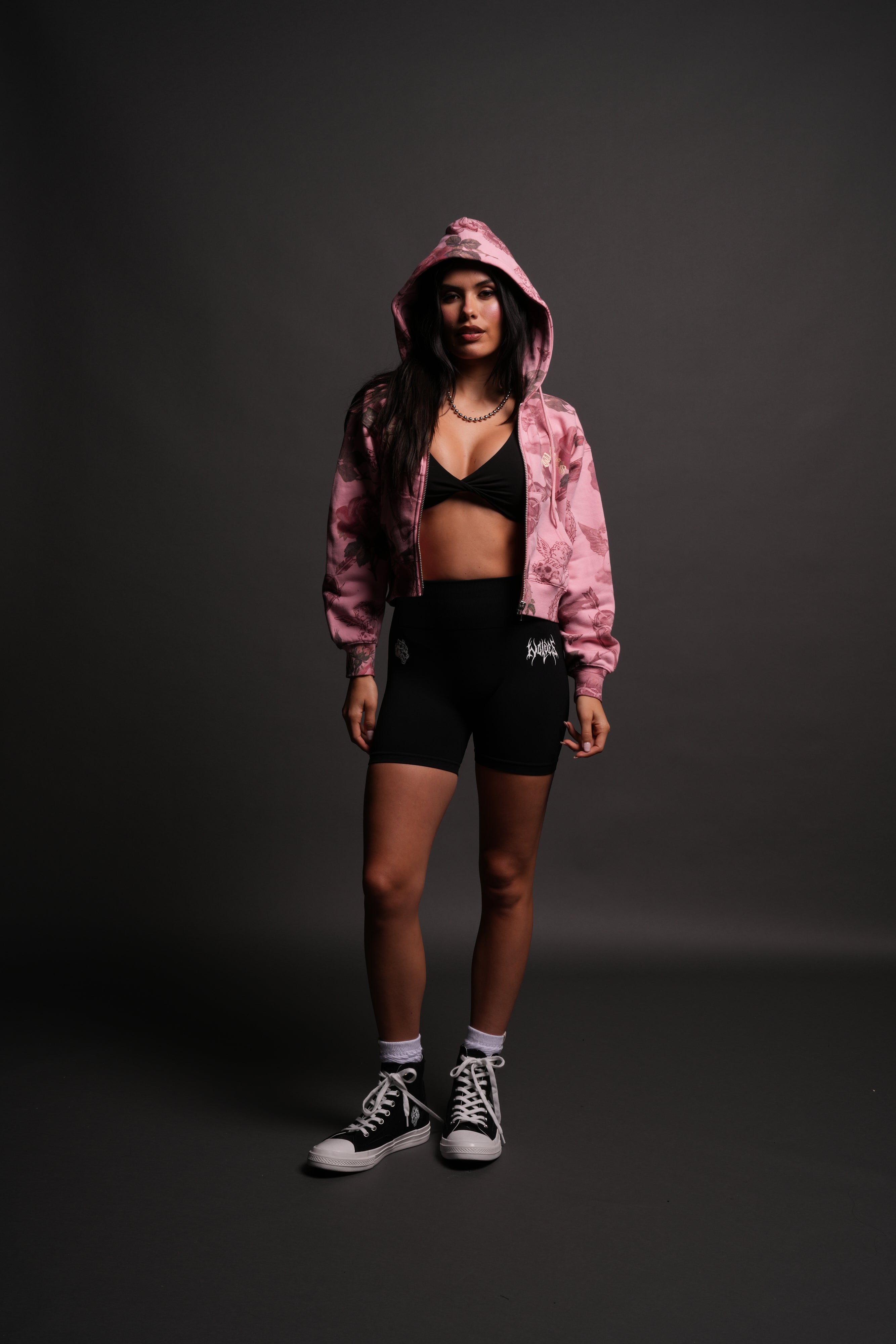 Wolf Chopper "Sage" Cropped Zip Hoodie in De la Rosa