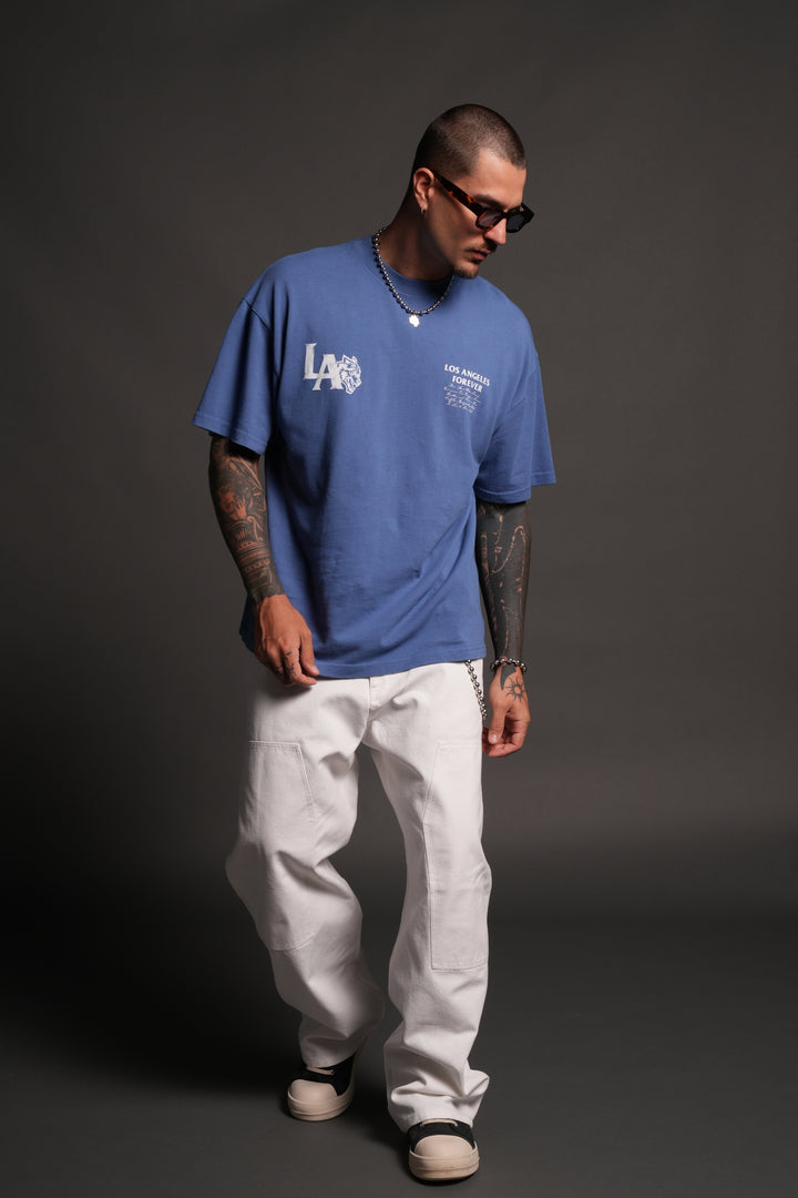 La Wolves V2 Premium Oversized Tee in La Blue
