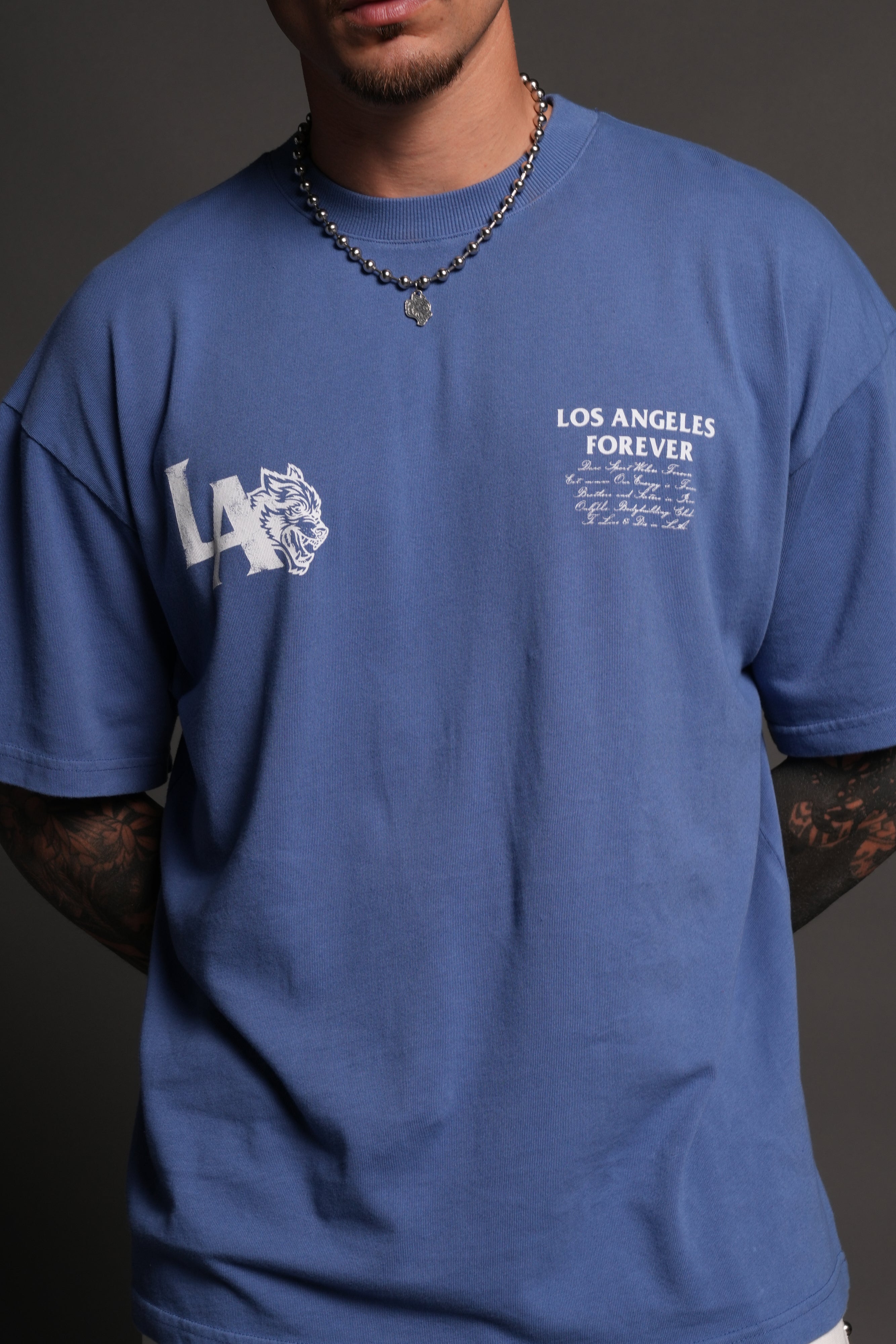 La Wolves V2 Premium Oversized Tee in La Blue