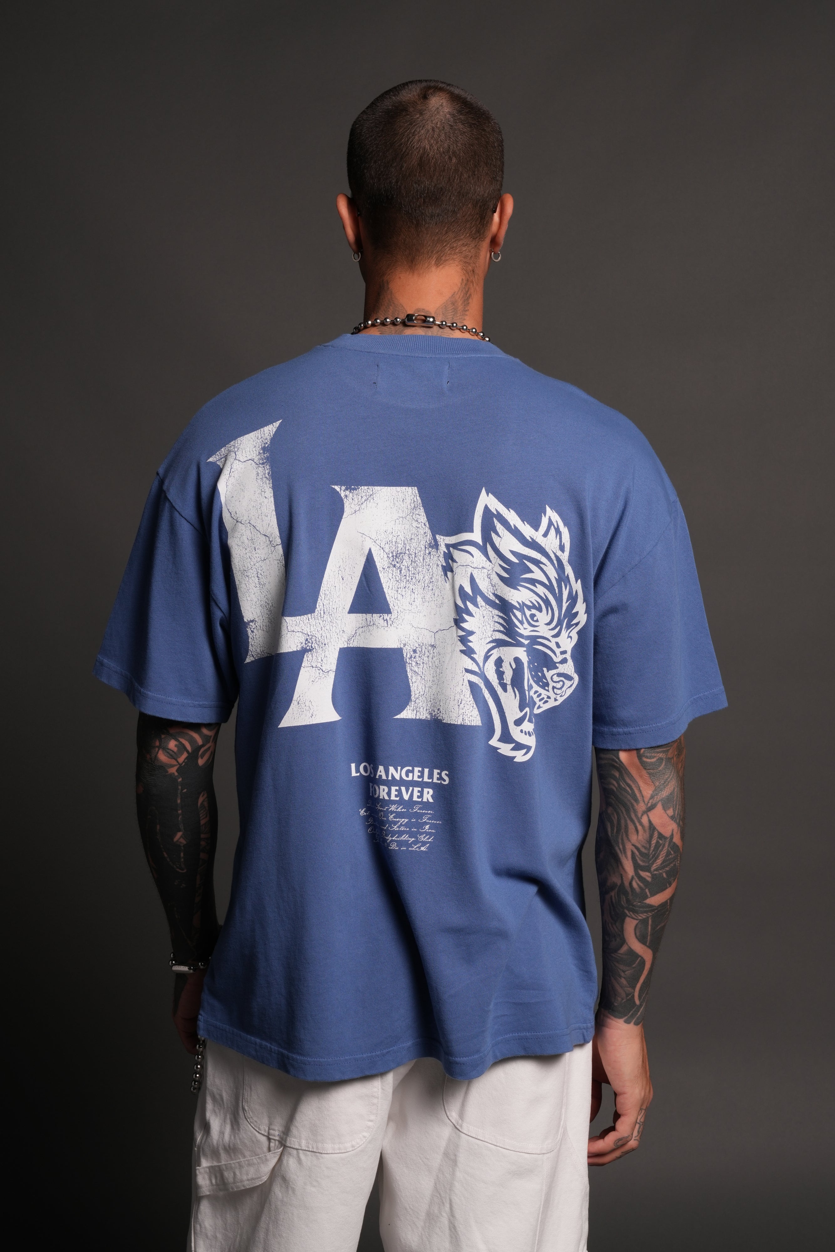 La Wolves V2 Premium Oversized Tee in La Blue