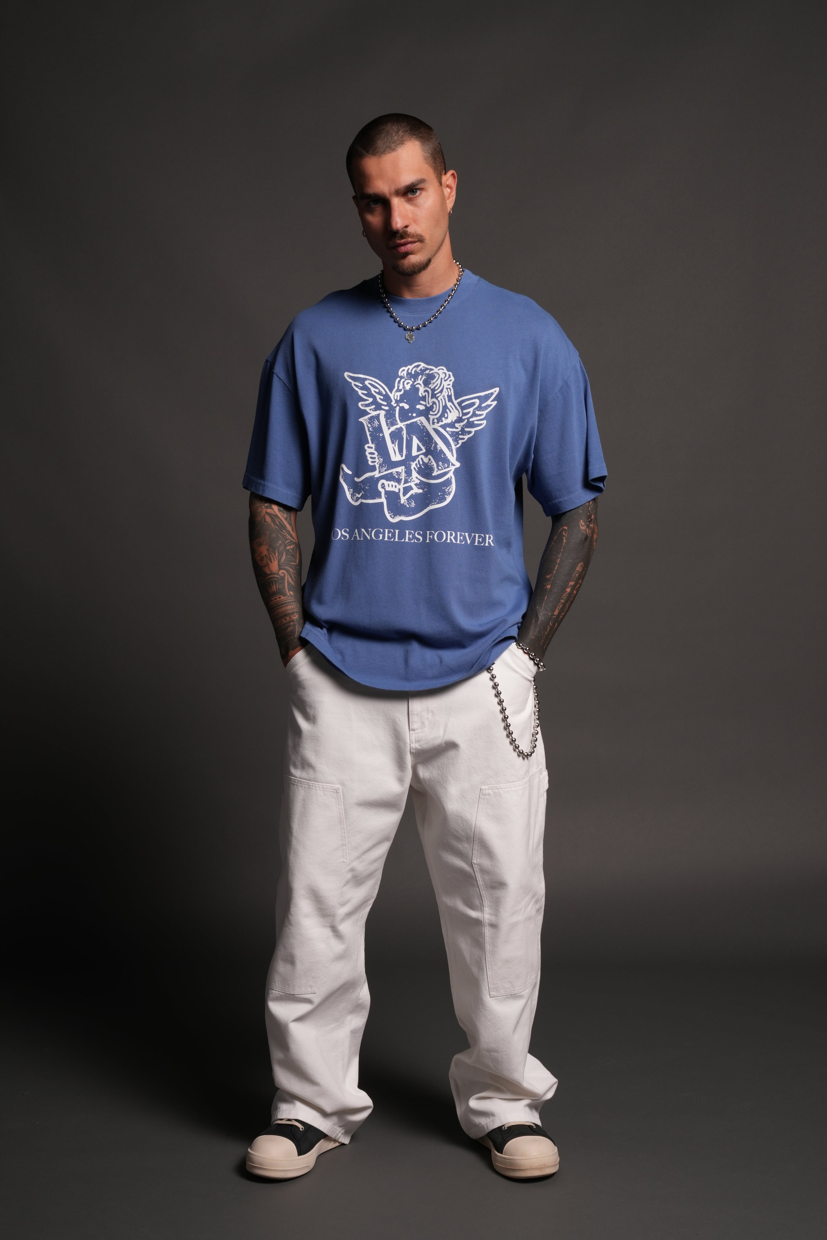 Los Cherub Premium Oversized Tee in La Blue