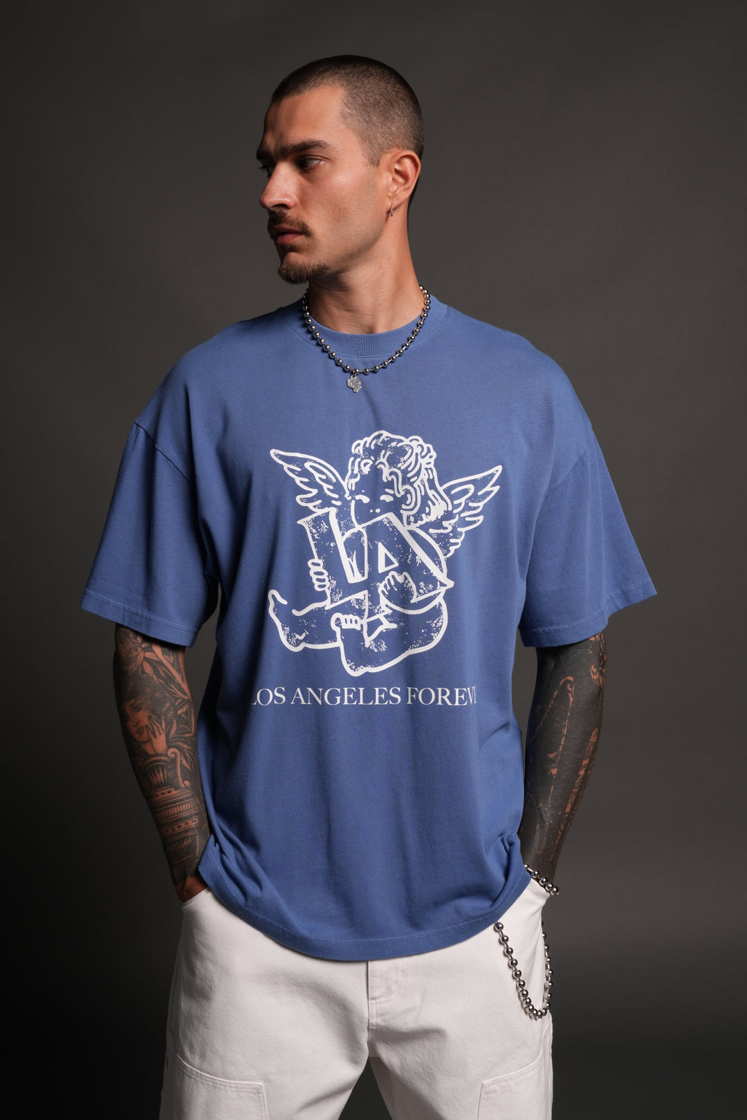 Los Cherub Premium Oversized Tee in La Blue