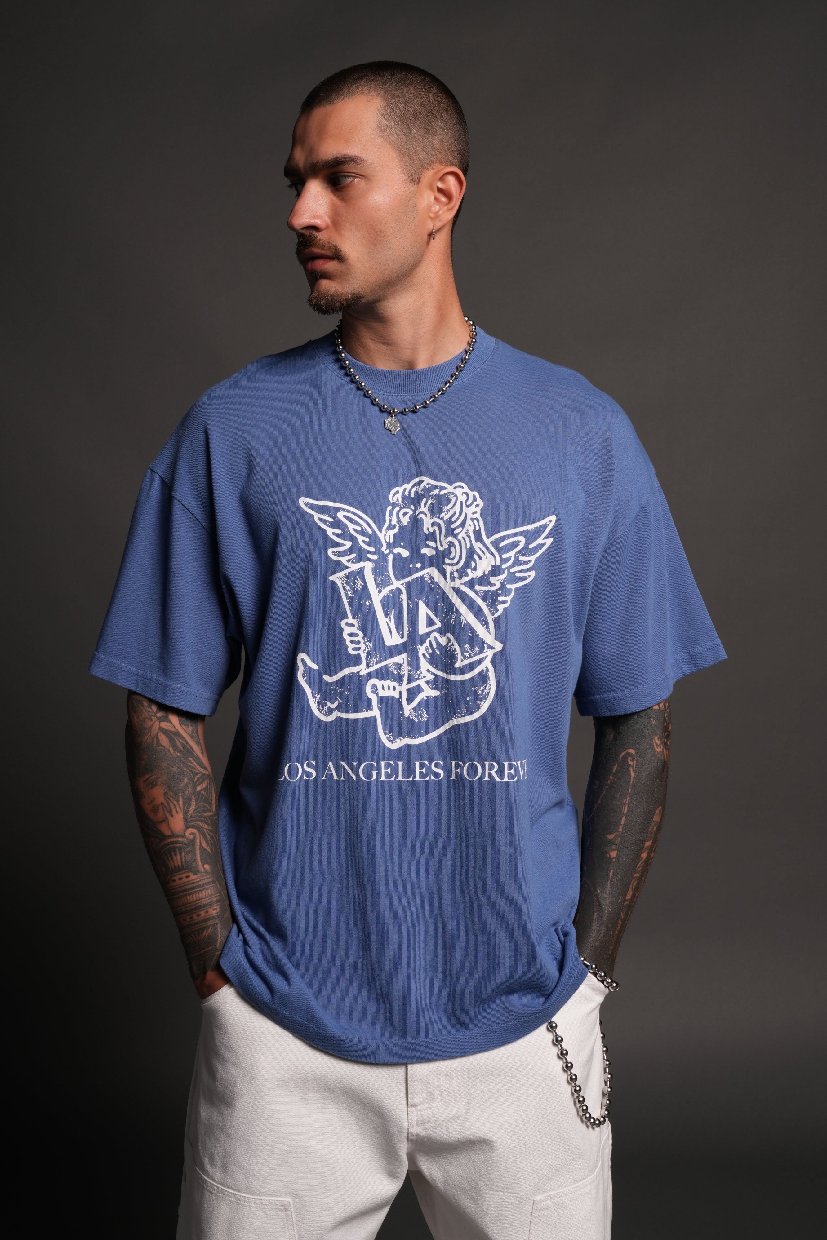 Los Cherub Premium Oversized Tee in La Blue
