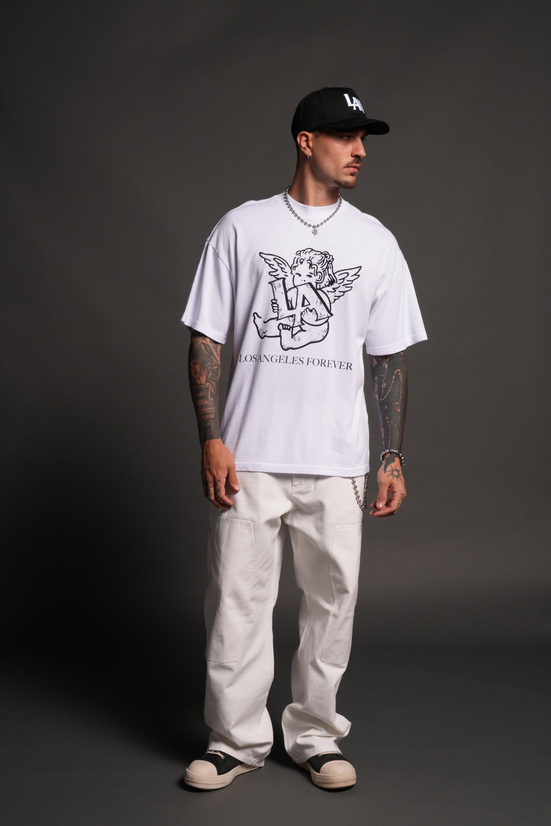 Los Cherub Premium Oversized Tee in White