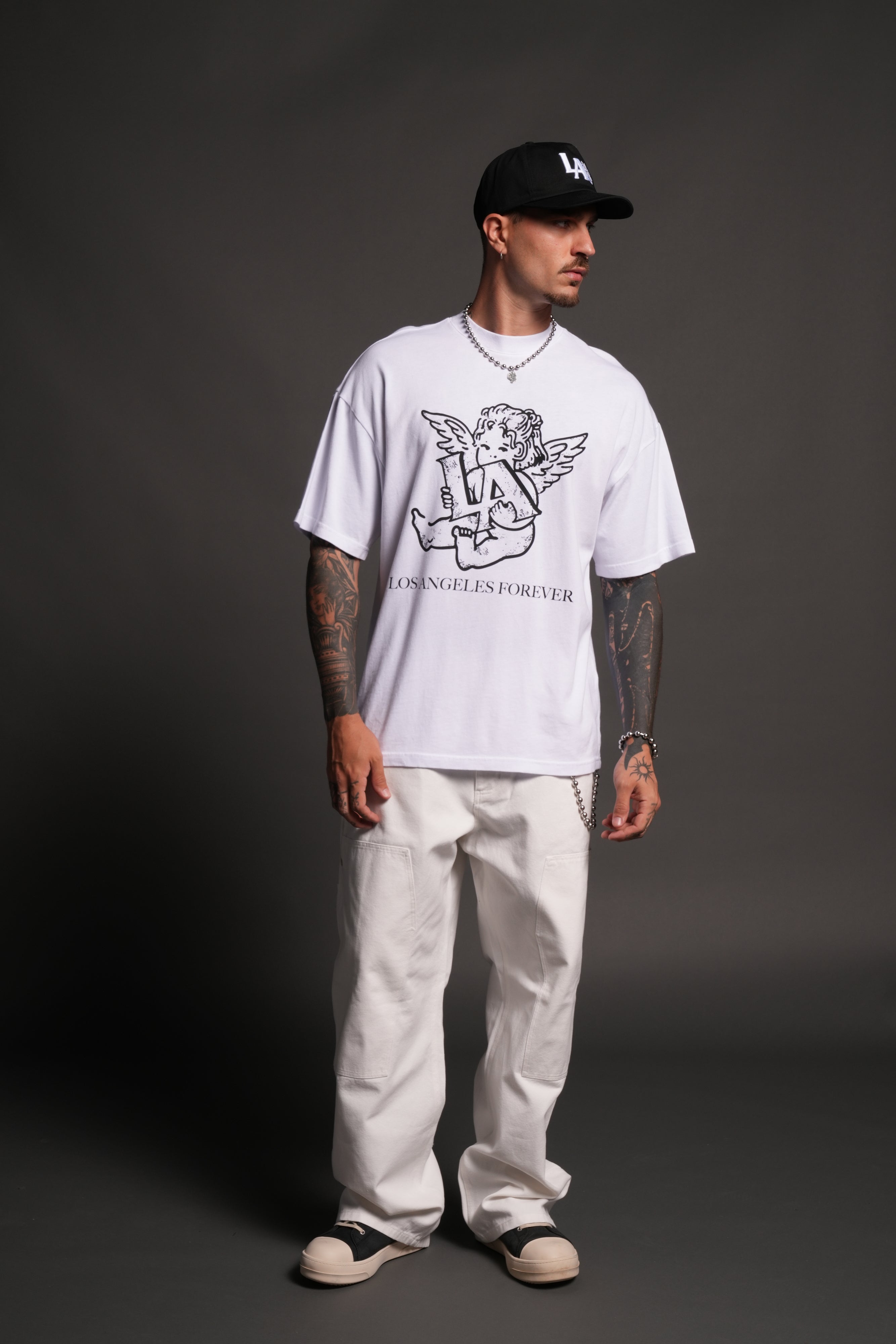 Los Cherub Premium Oversized Tee in White