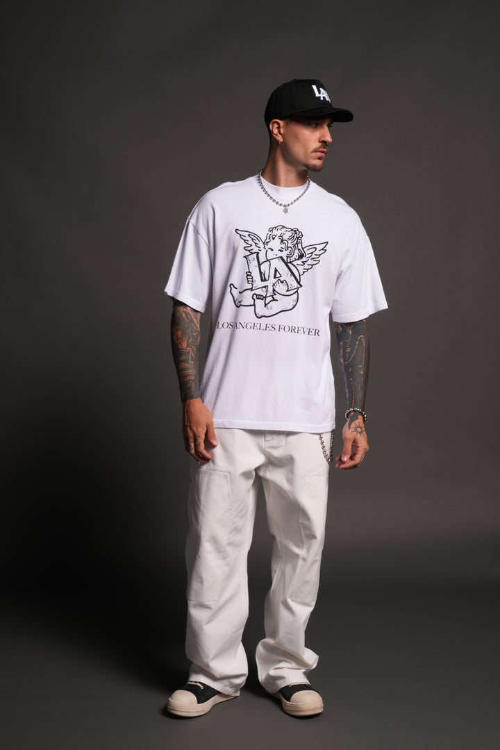 Los Cherub Premium Oversized Tee in White