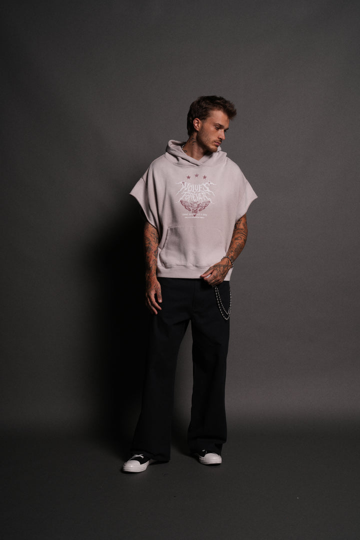 Iron Pack Grunge Gage Cap Sleeve Hoodie in Clay