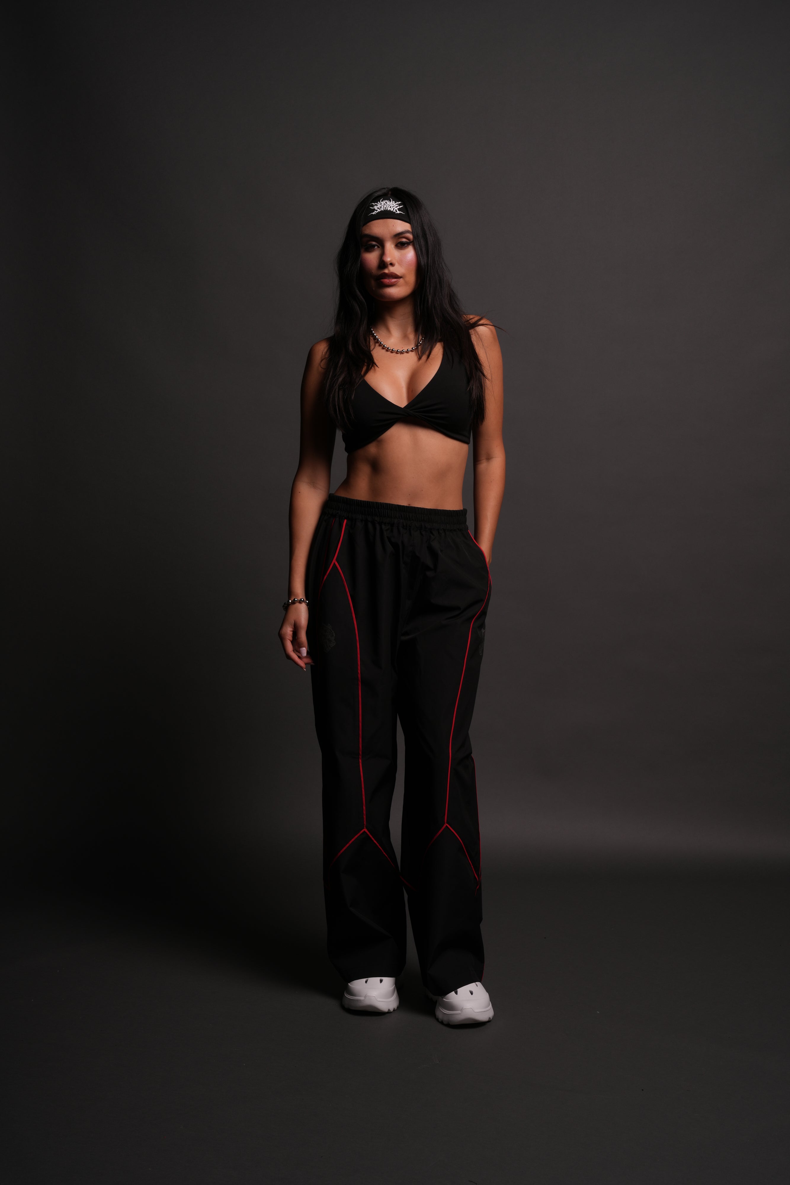 Dual Wolf She Quinn Track Pants in Black/Red