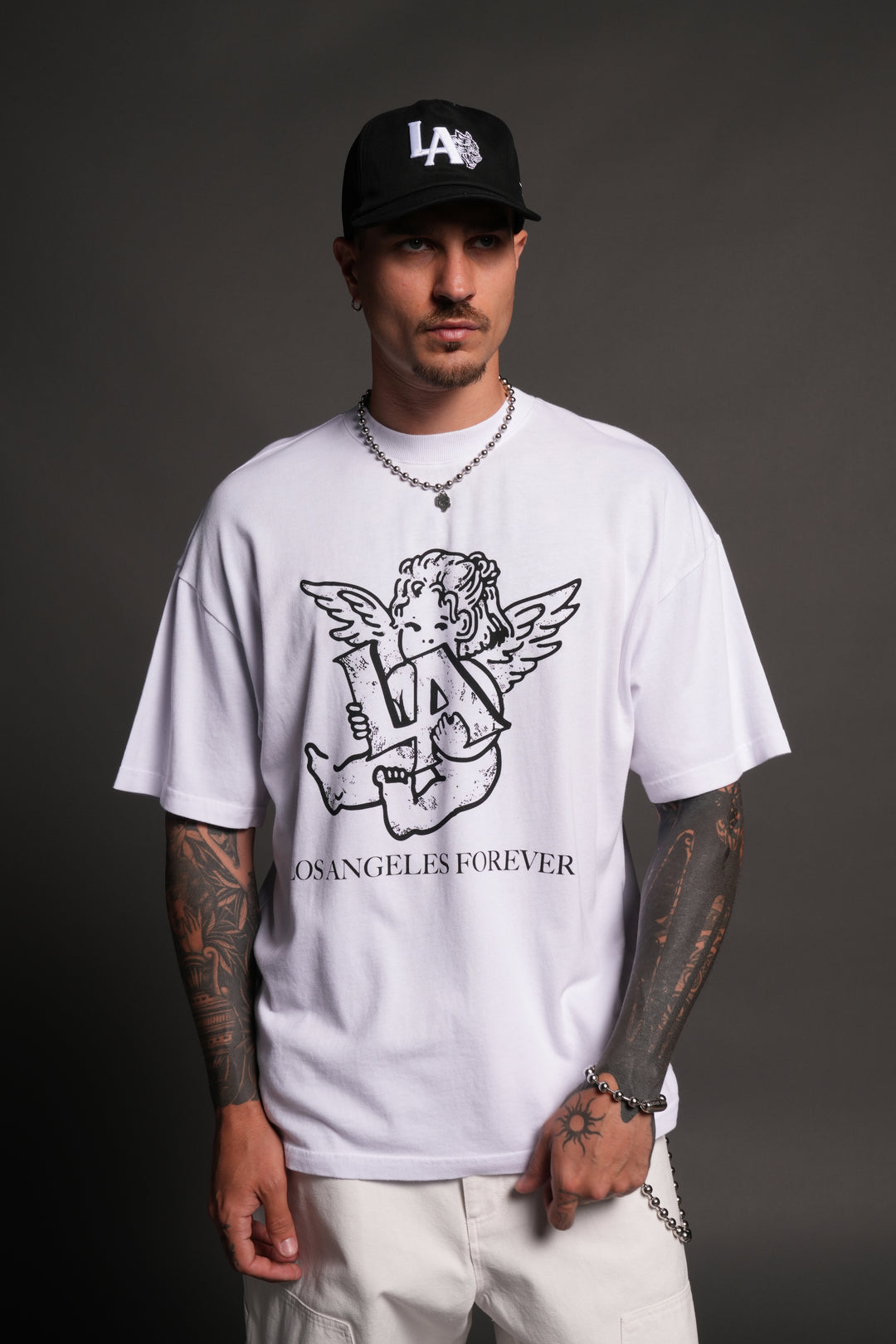 Los Cherub Premium Oversized Tee in White