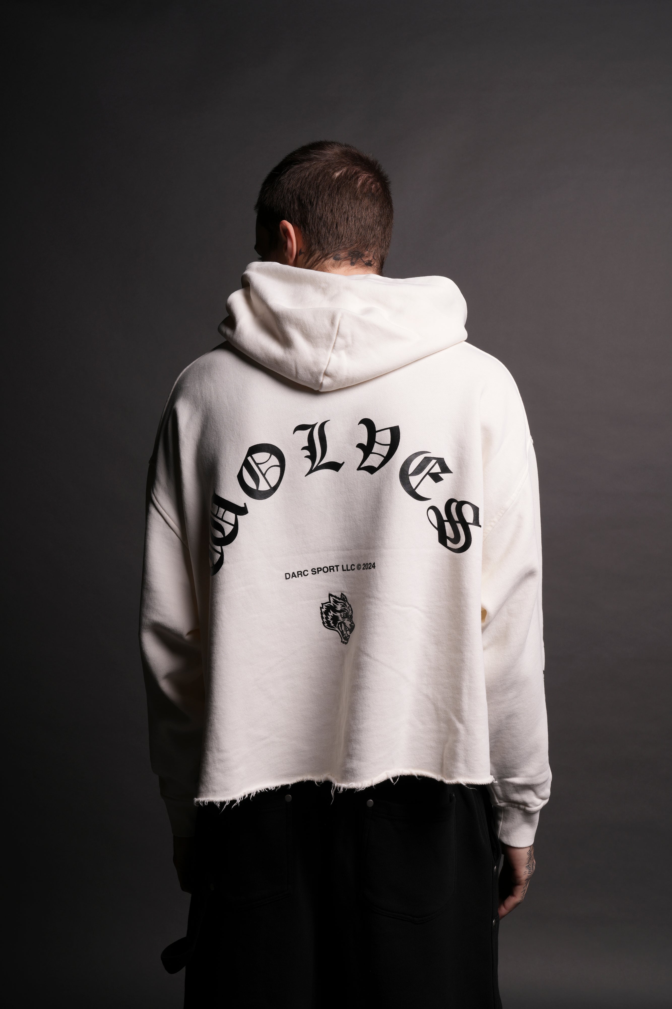 Awake Raw Hem "Box Cut" Pierce Hoodie in Cream