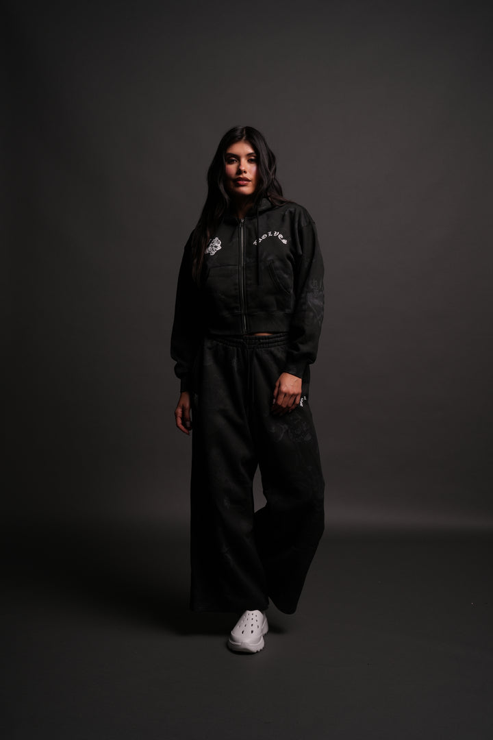 Wolf Chopper "Sage" Cropped Zip Hoodie in Luna