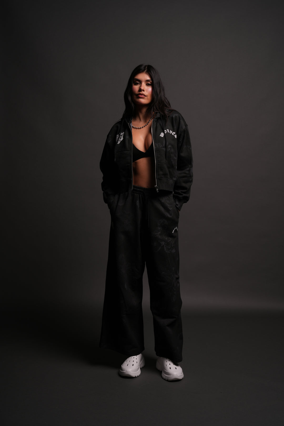 Wolf Chopper "Sage" Cropped Zip Hoodie in Luna